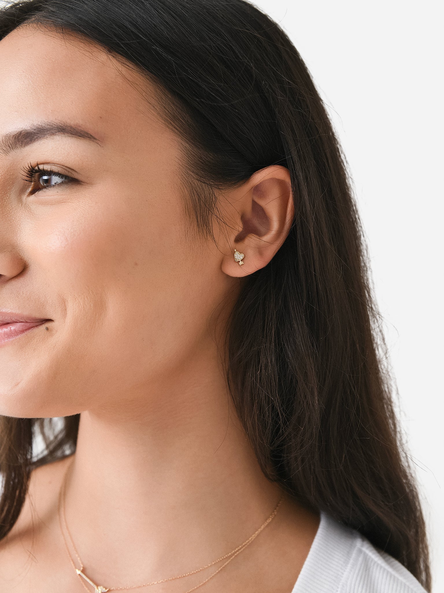 Adina Reyter Pavé Heart Arrow Earrings - Image 2