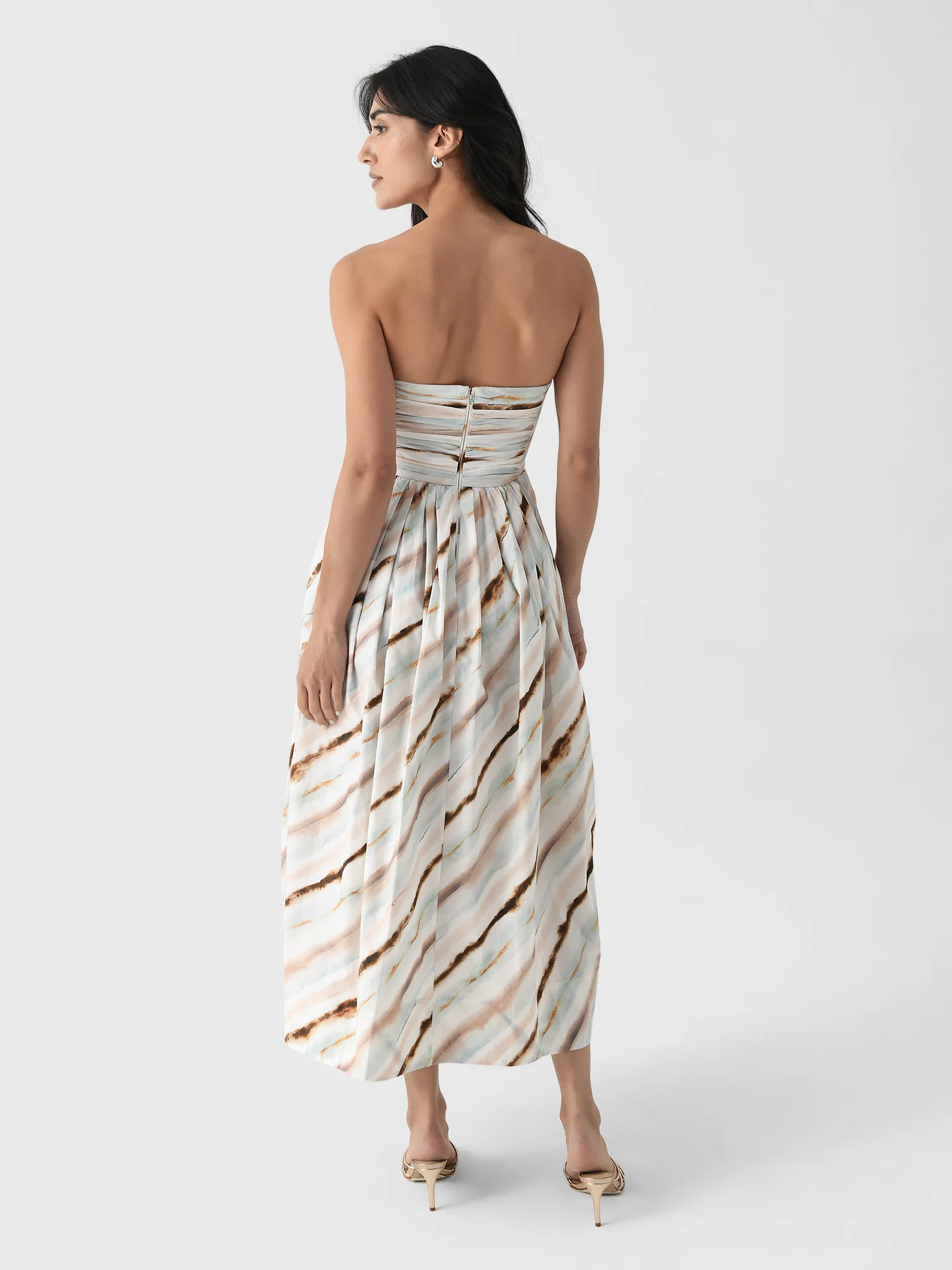 ALC Women's Tara Striped Strapless Midi Dress - Image 3