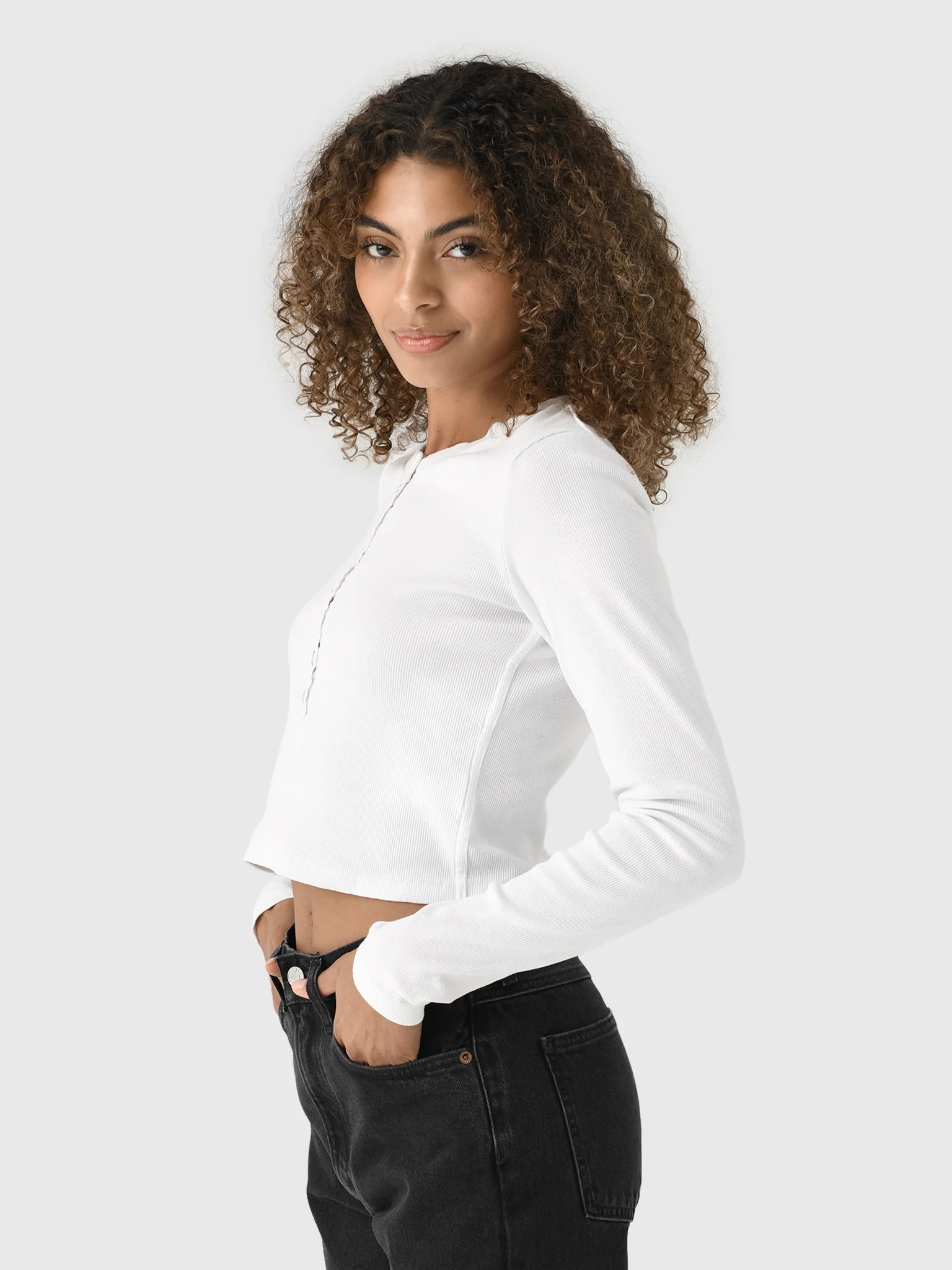 AMO Women's Sassy Rib Henley - Image 3