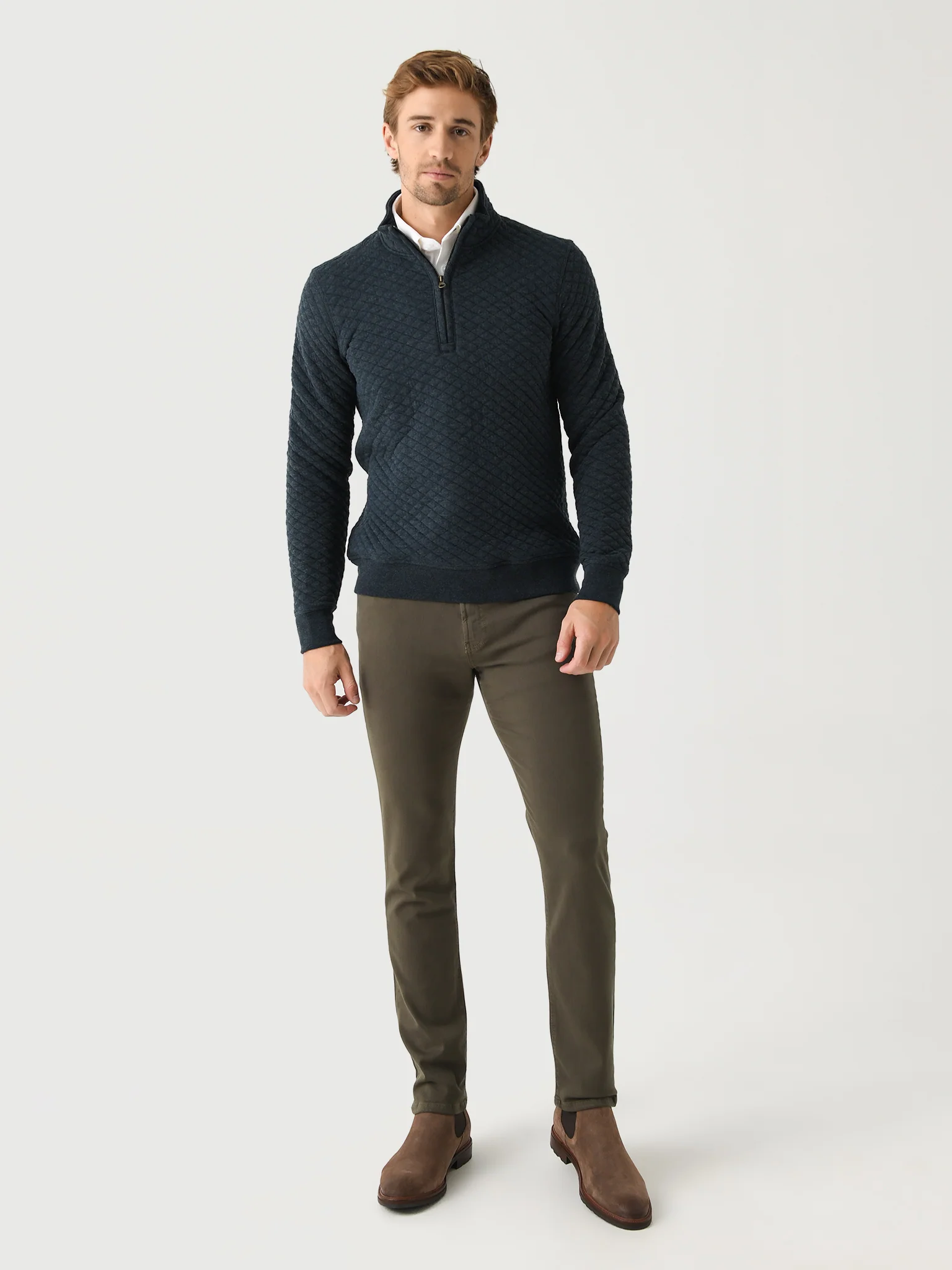 Billy Reid Men's Diamond Quilt Half-Zip - Image 10