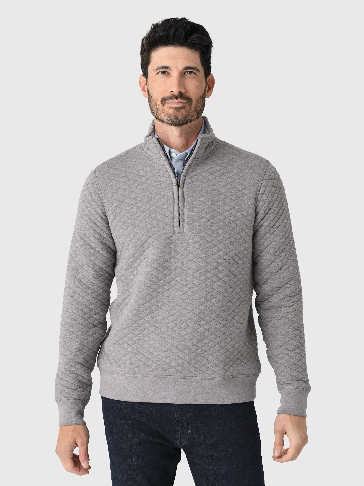Billy Reid Men's Diamond Quilt Half-Zip - Image 12