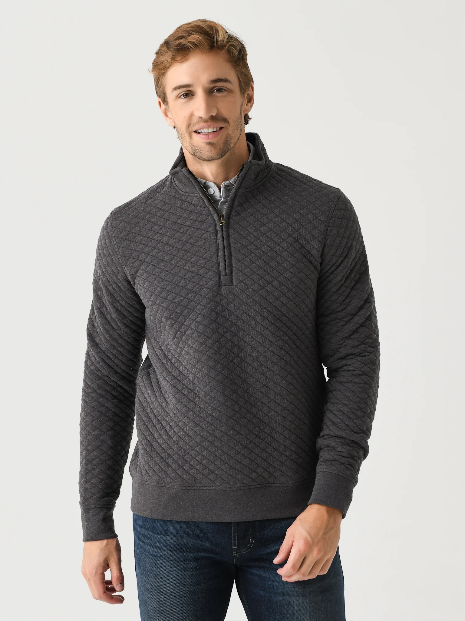 Billy Reid Men's Diamond Quilt Half-Zip - Image 4
