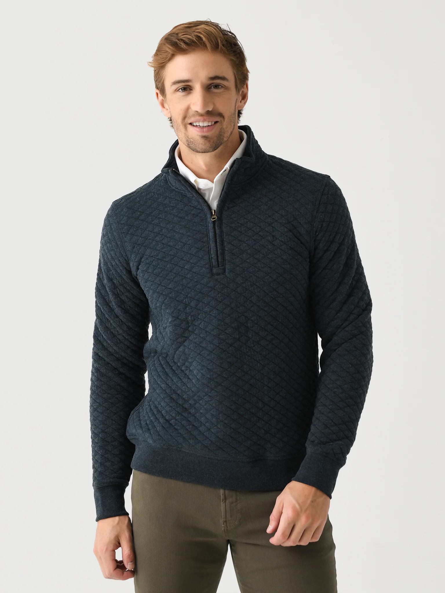 Billy Reid Men's Diamond Quilt Half-Zip - Image 9