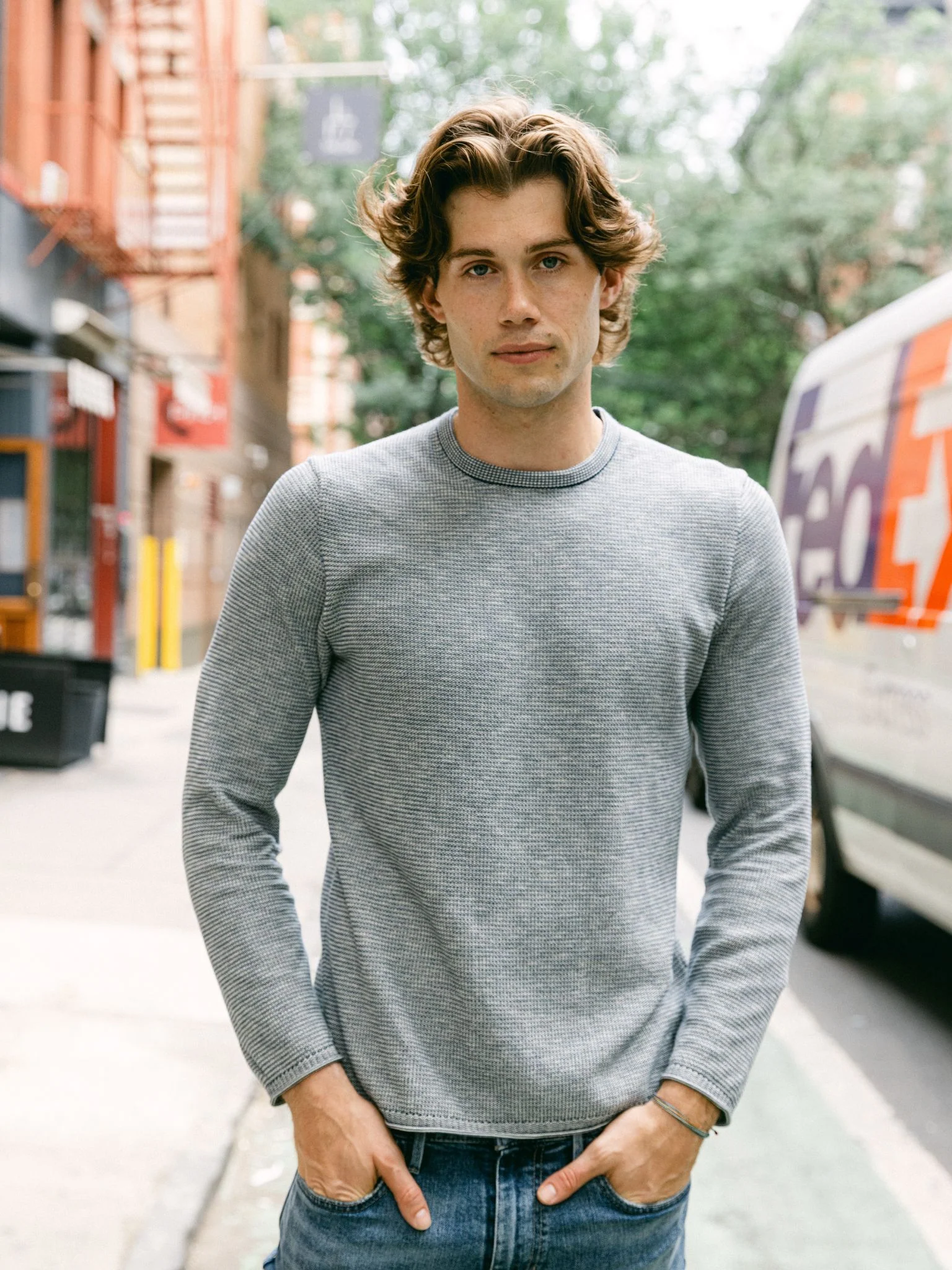 Billy Reid Men's Tuck Stripe Crew - Image 2