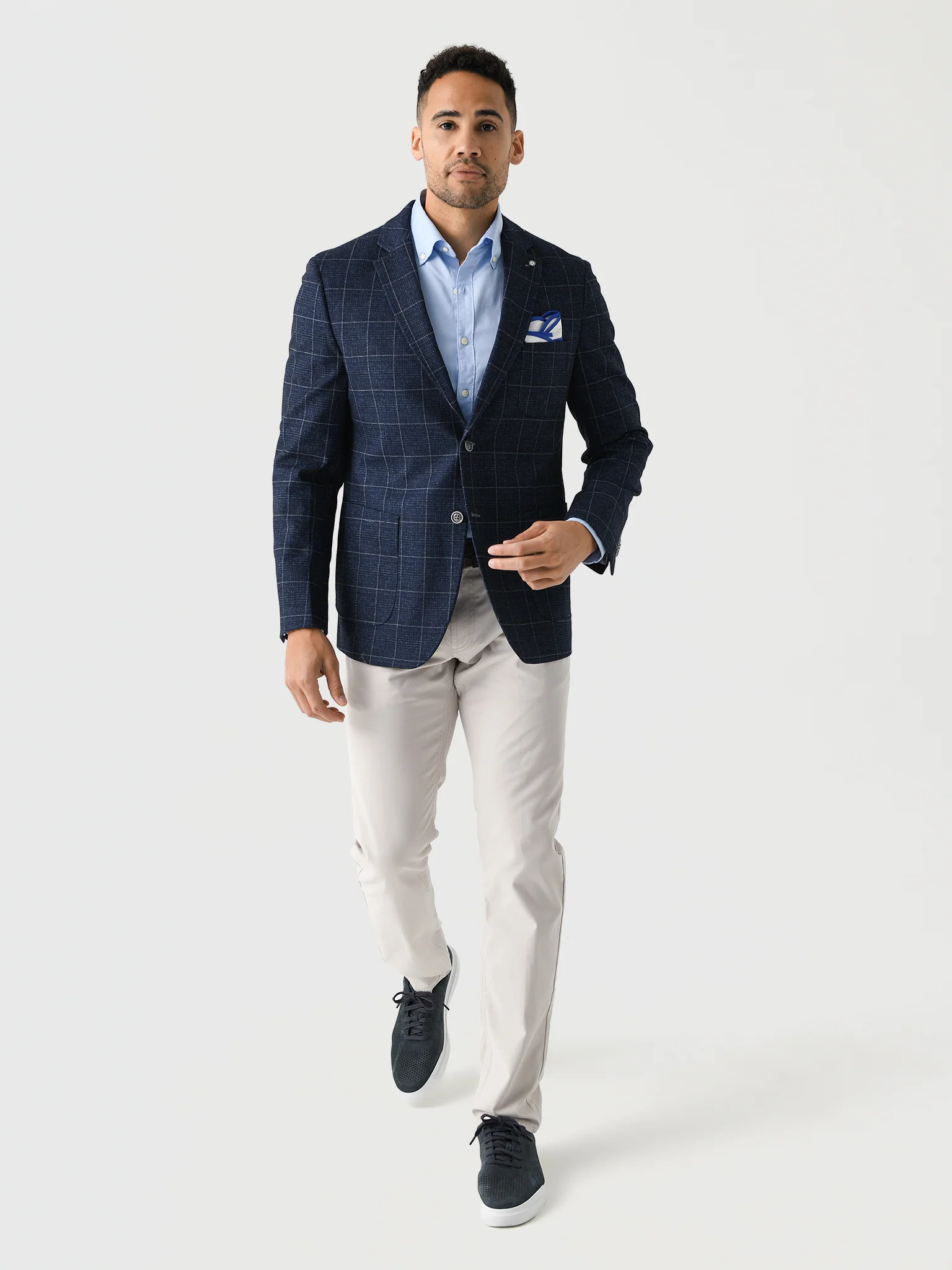 Blue Industry Men's Fashion Check Blazer - Image 2