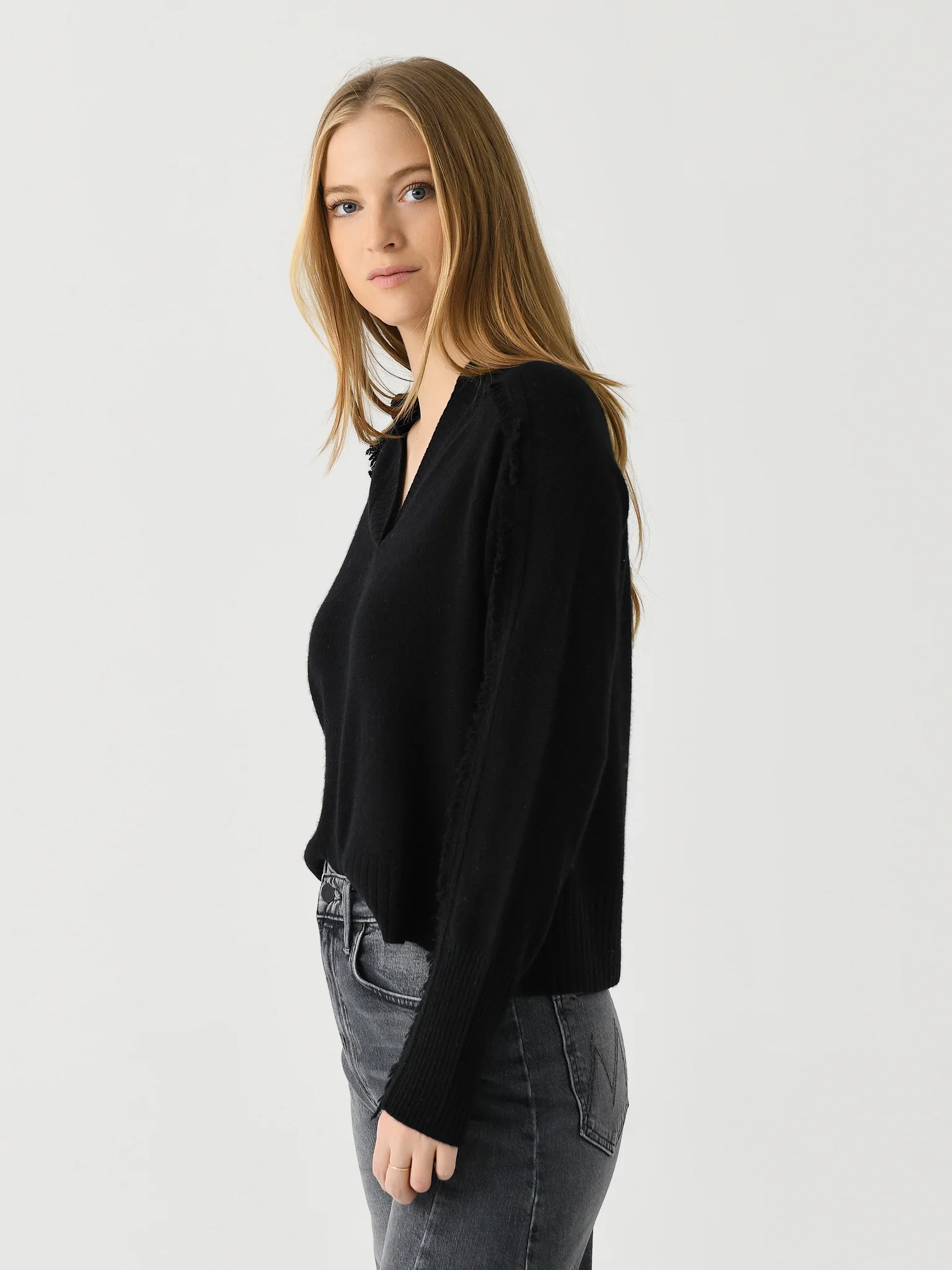 Brochu Walker Women's The Jolie Fringe Vee Sweater - Image 3