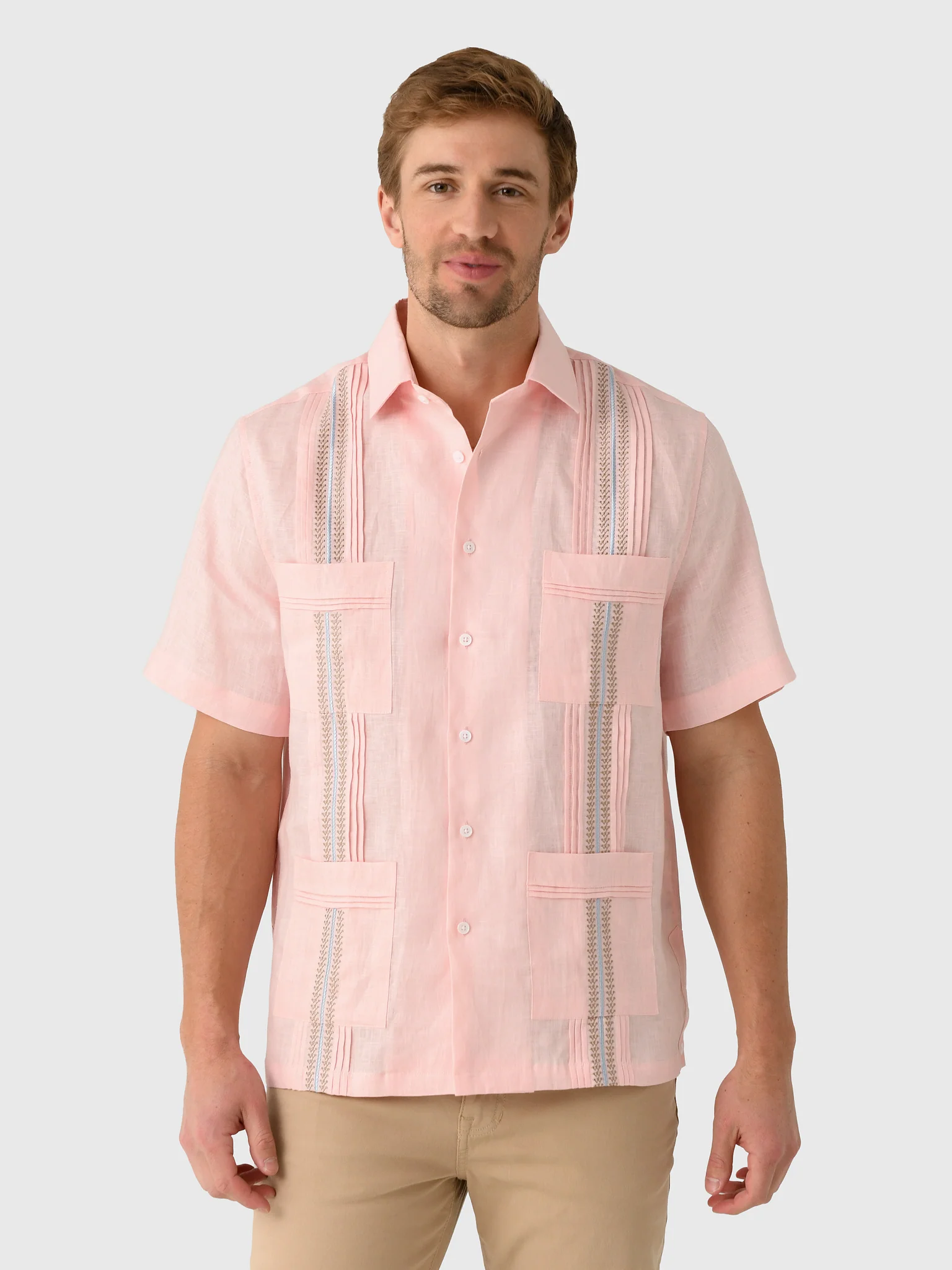Centuria Men's Short Sleeve Linen Guayabera Shirt - Image 13