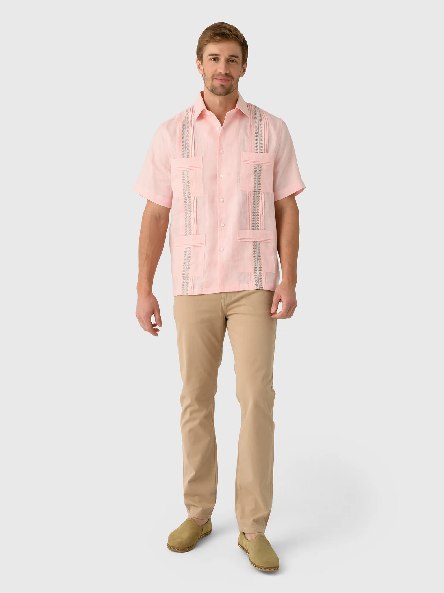 Centuria Men's Short Sleeve Linen Guayabera Shirt - Image 14