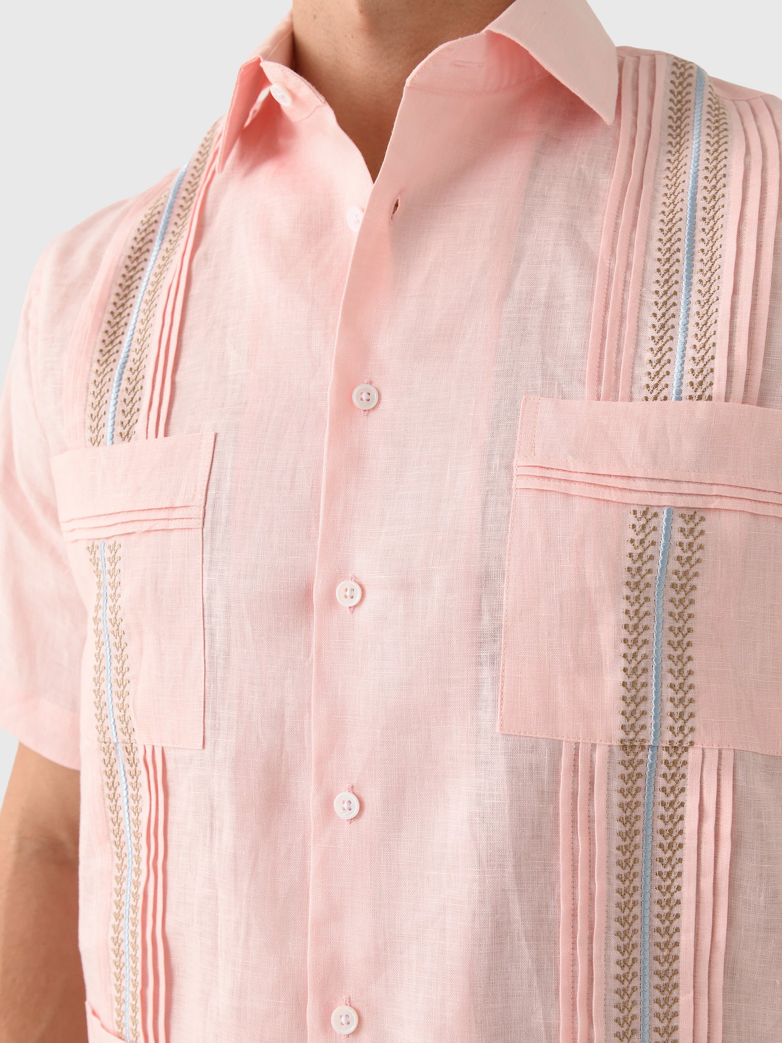 Centuria Men's Short Sleeve Linen Guayabera Shirt - Image 17