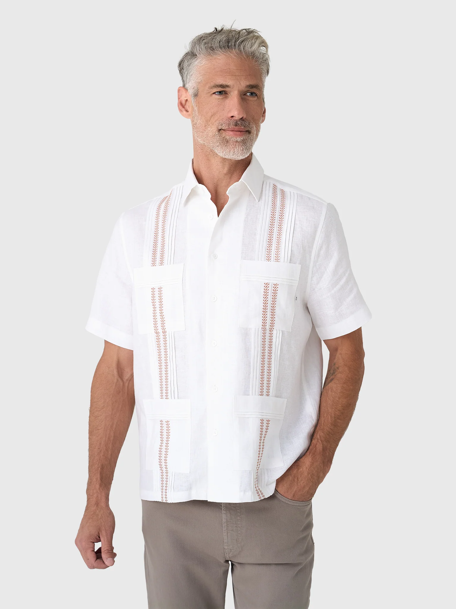 Centuria Men's Short Sleeve Linen Guayabera Shirt - Image 18