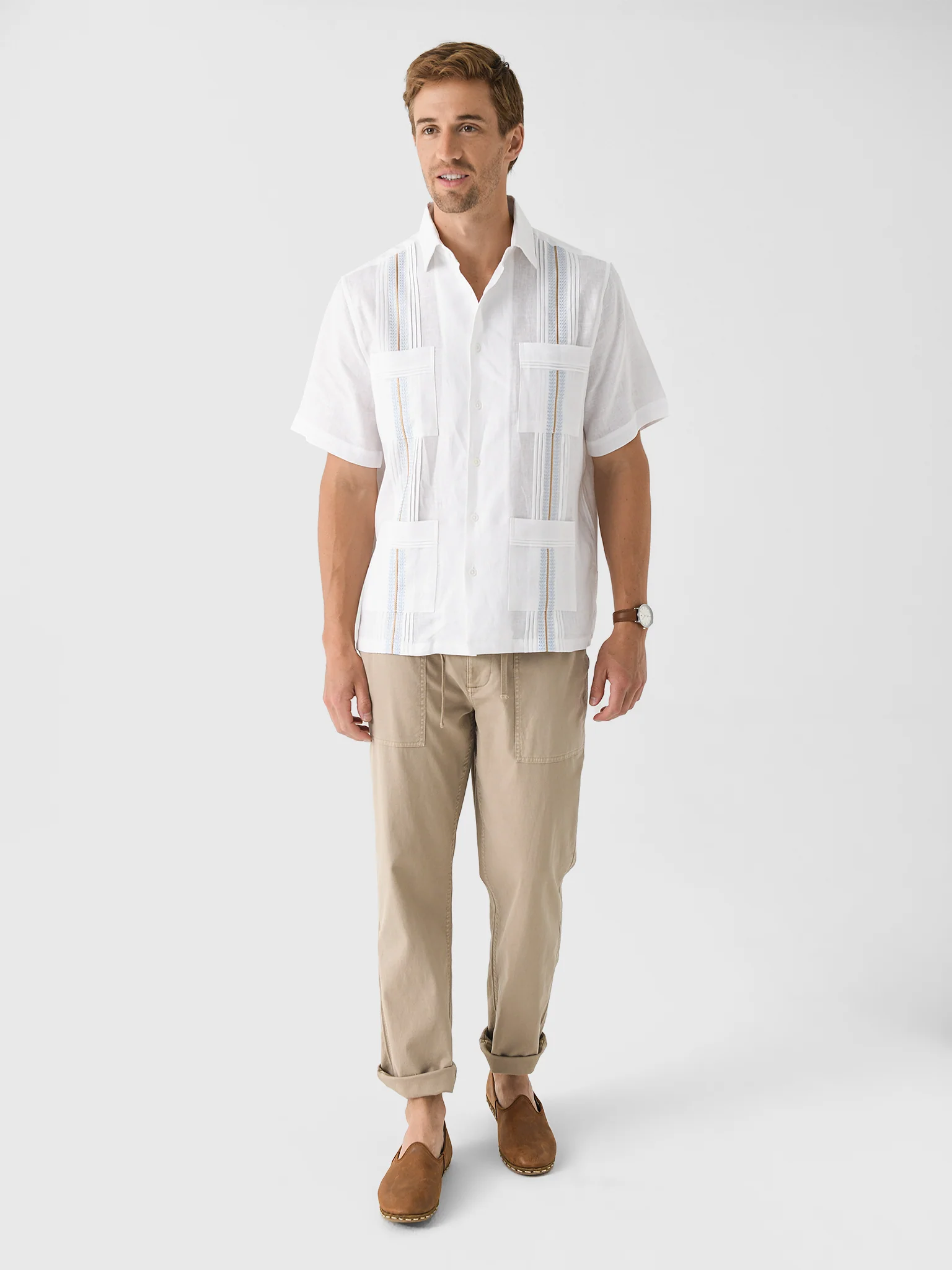 Centuria Men's Short Sleeve Linen Guayabera Shirt - Image 26