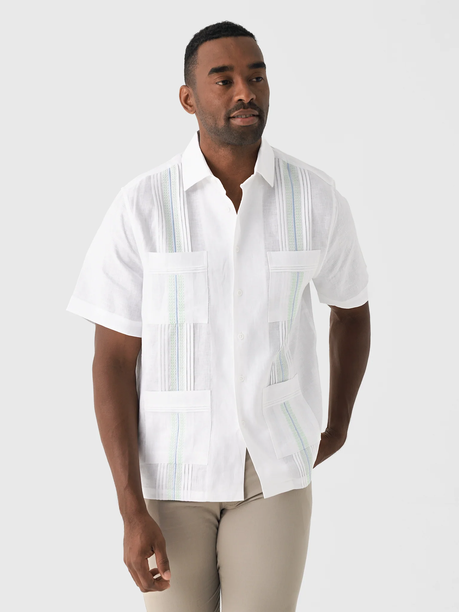 Centuria Men's Short Sleeve Linen Guayabera Shirt - Image 34