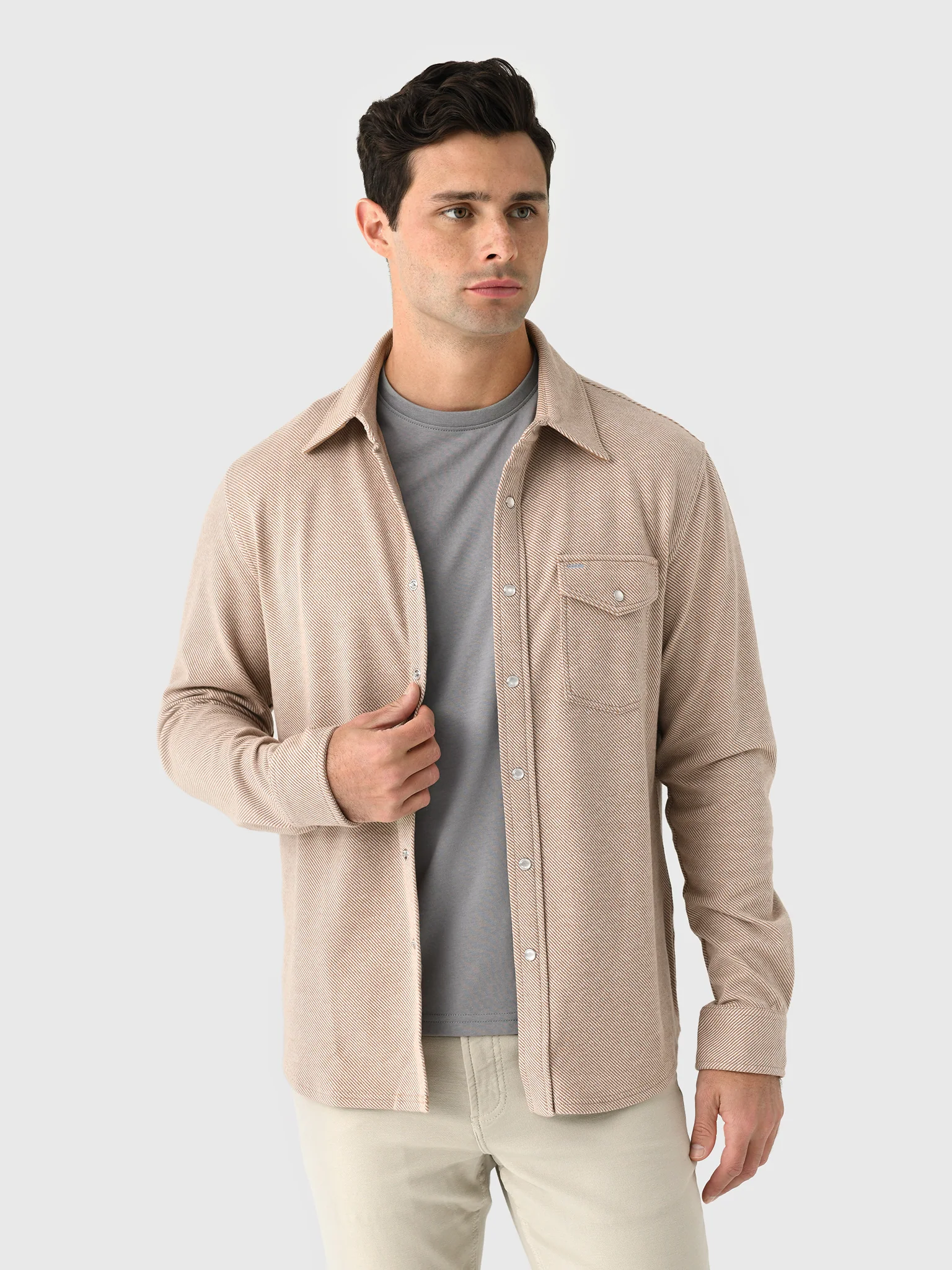 Criquet Men's Chill Knit Pearl Snap Twill Shirt