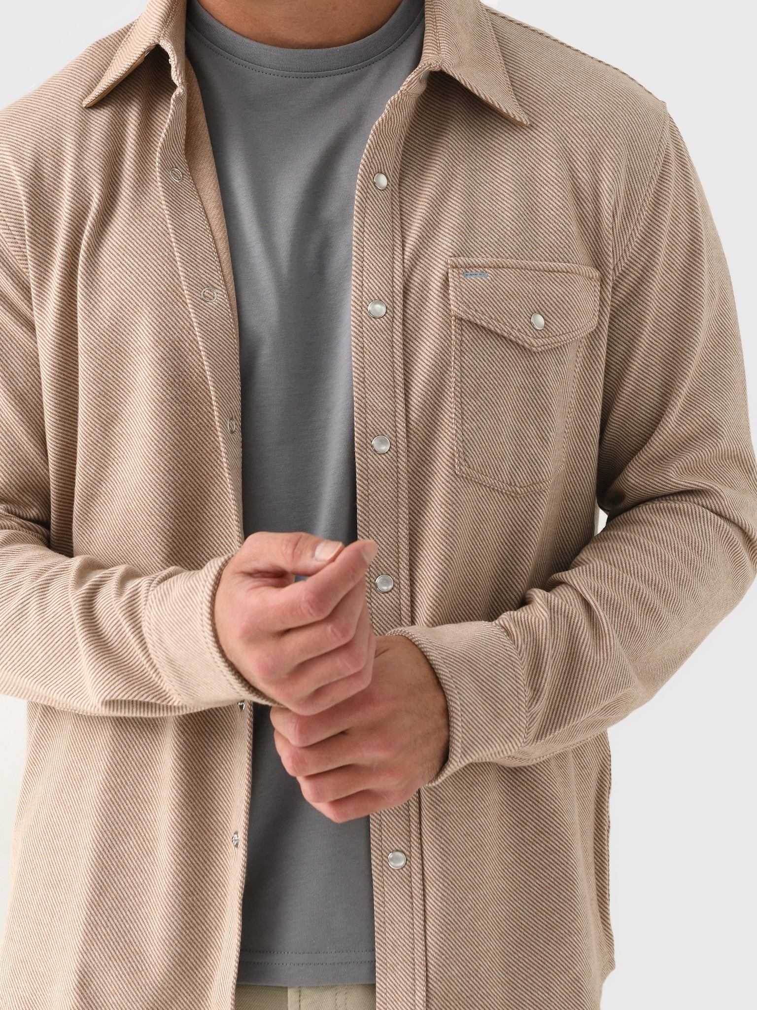Criquet Men's Chill Knit Pearl Snap Twill Shirt - Image 5