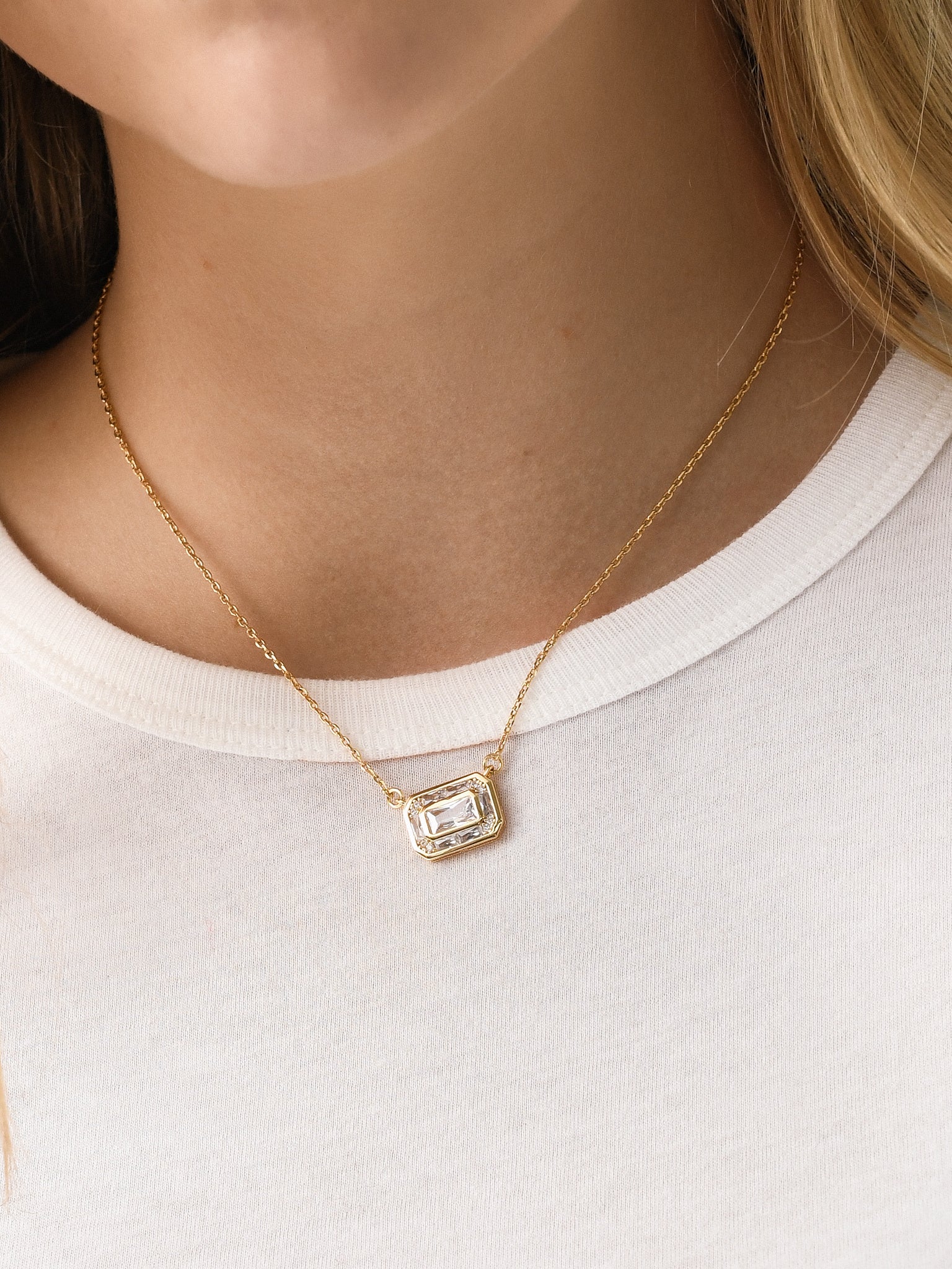 Crystal Haze Baguette Frame Necklace - Image 2