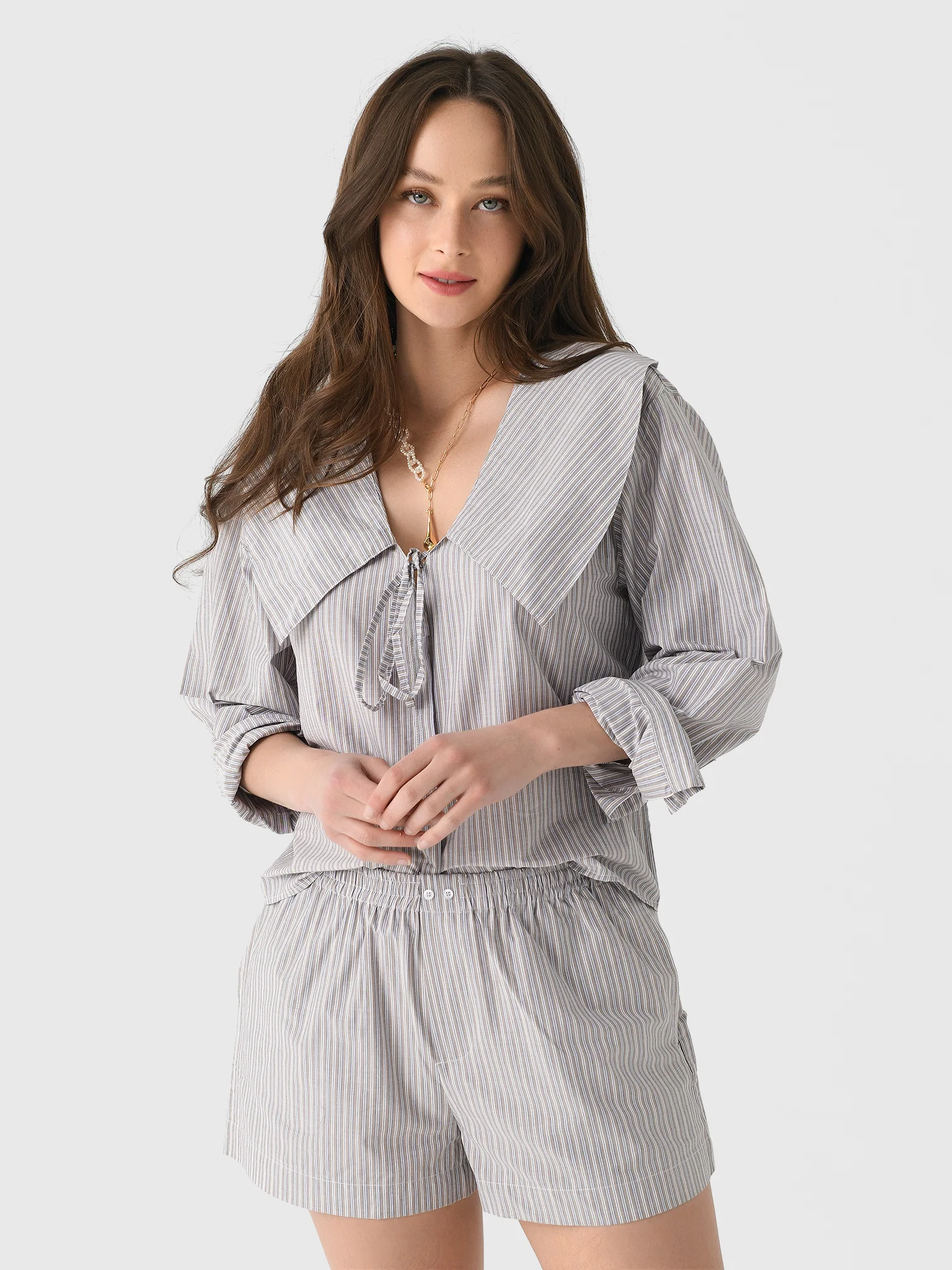 Deiji Studios Women's Collared Tie Shirt