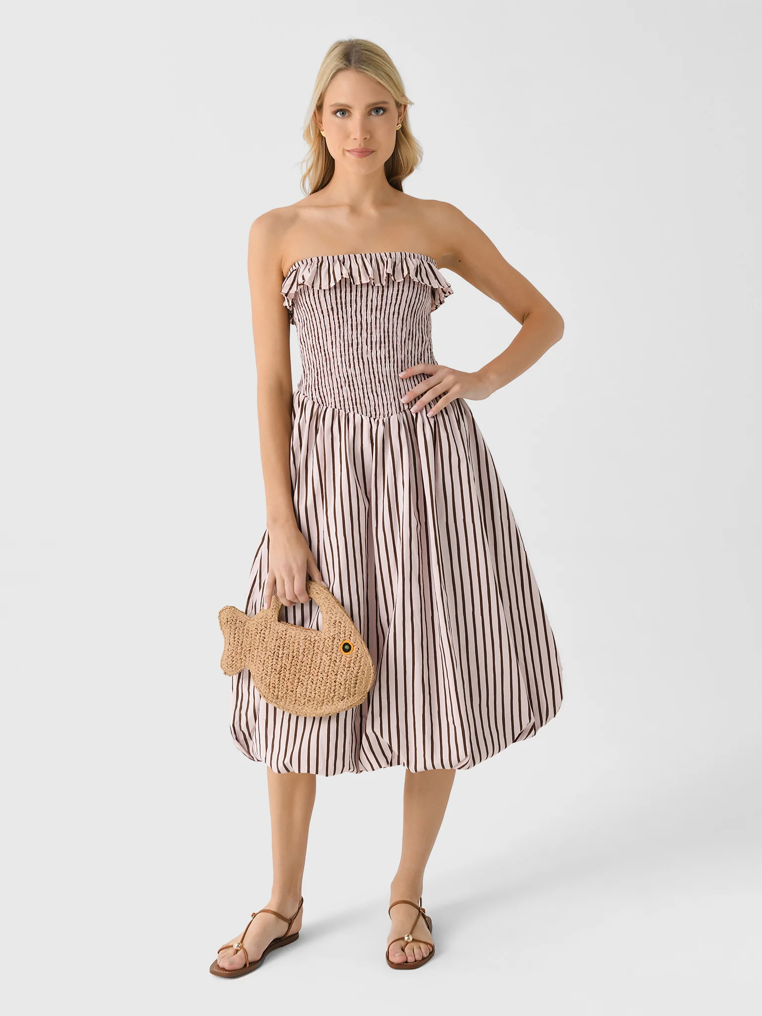 EM On Holiday Women's Ruched Strapless Bubble Dress