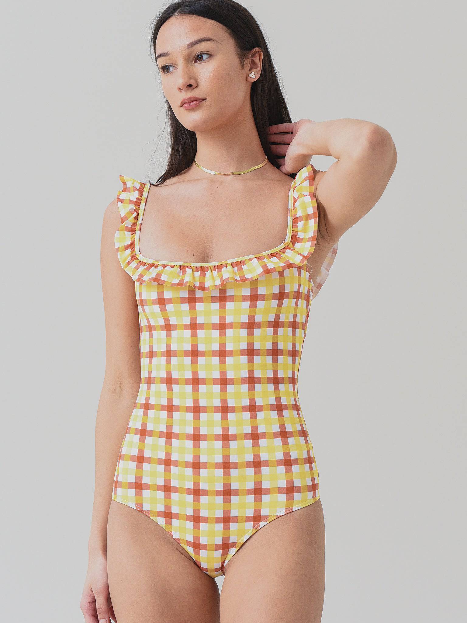 Ephemera Women's Pineapple Gingham Flounce One Piece - Image 2