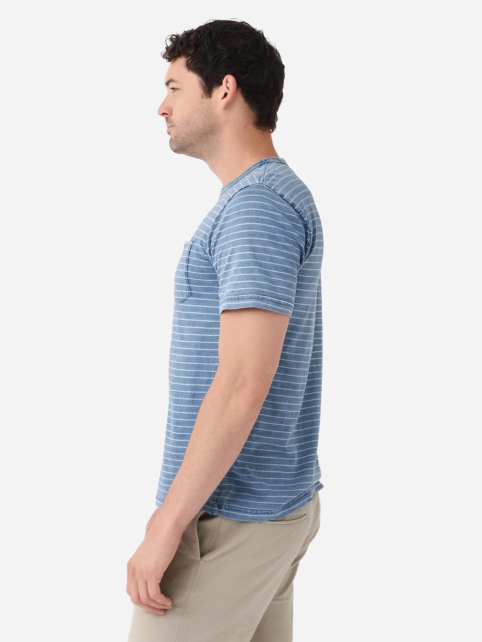 Faherty Brand Men's Short Sleeve Indigo Pocket Tee - Image 3