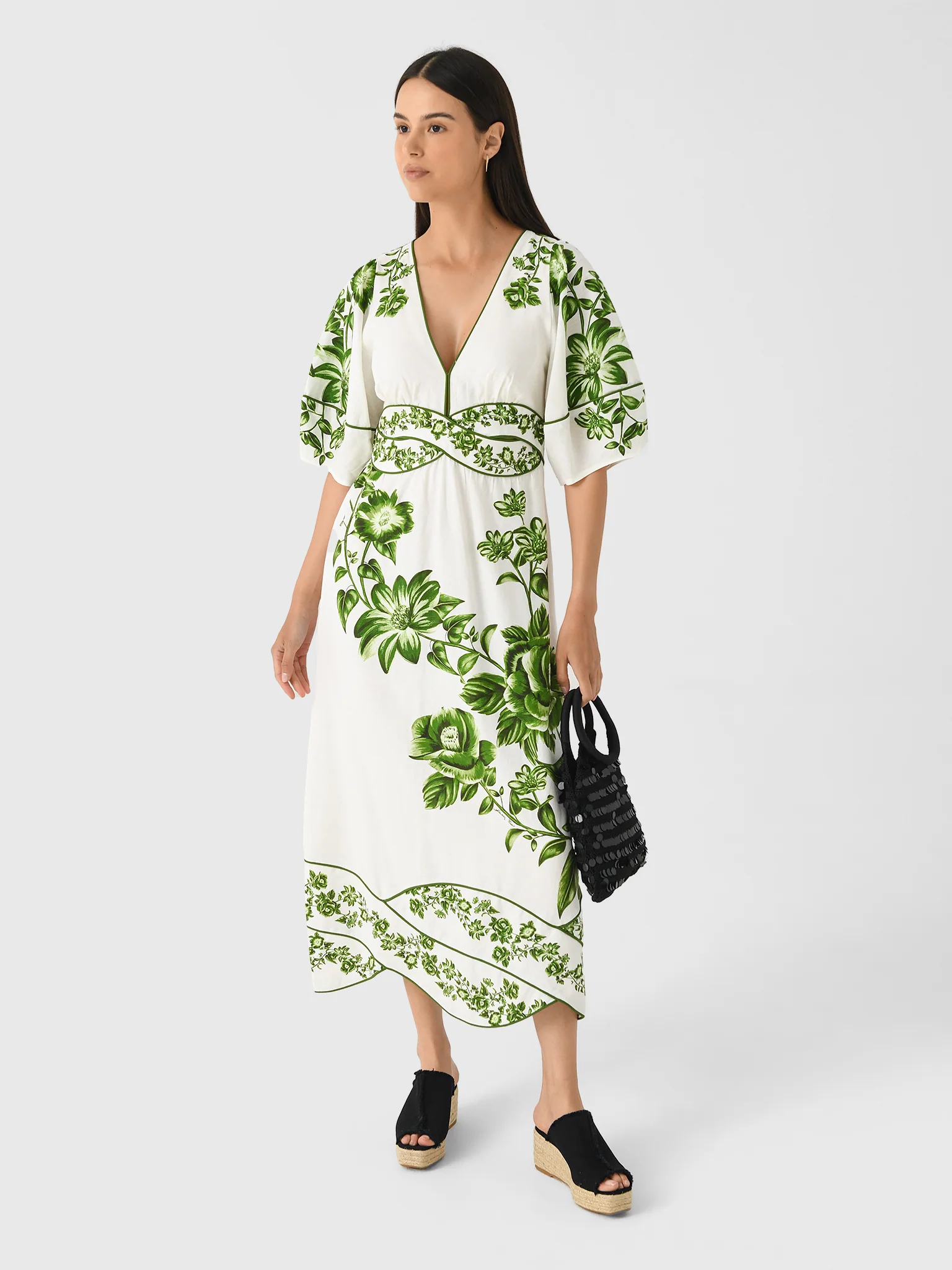 Farm Rio Women's Floral Cascade Midi Dress