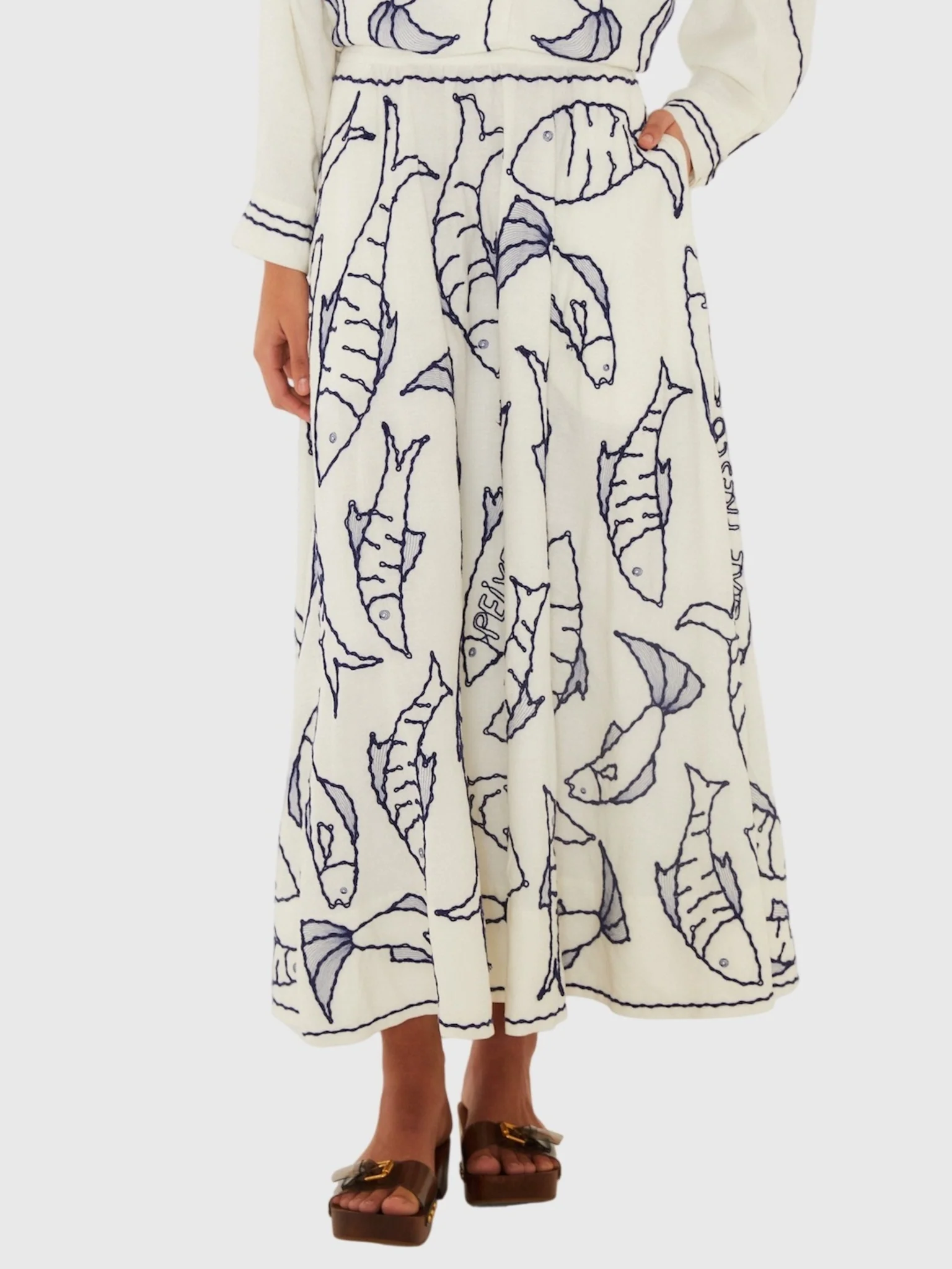 Farm Rio Women's Fresh Fish Midi Skirt