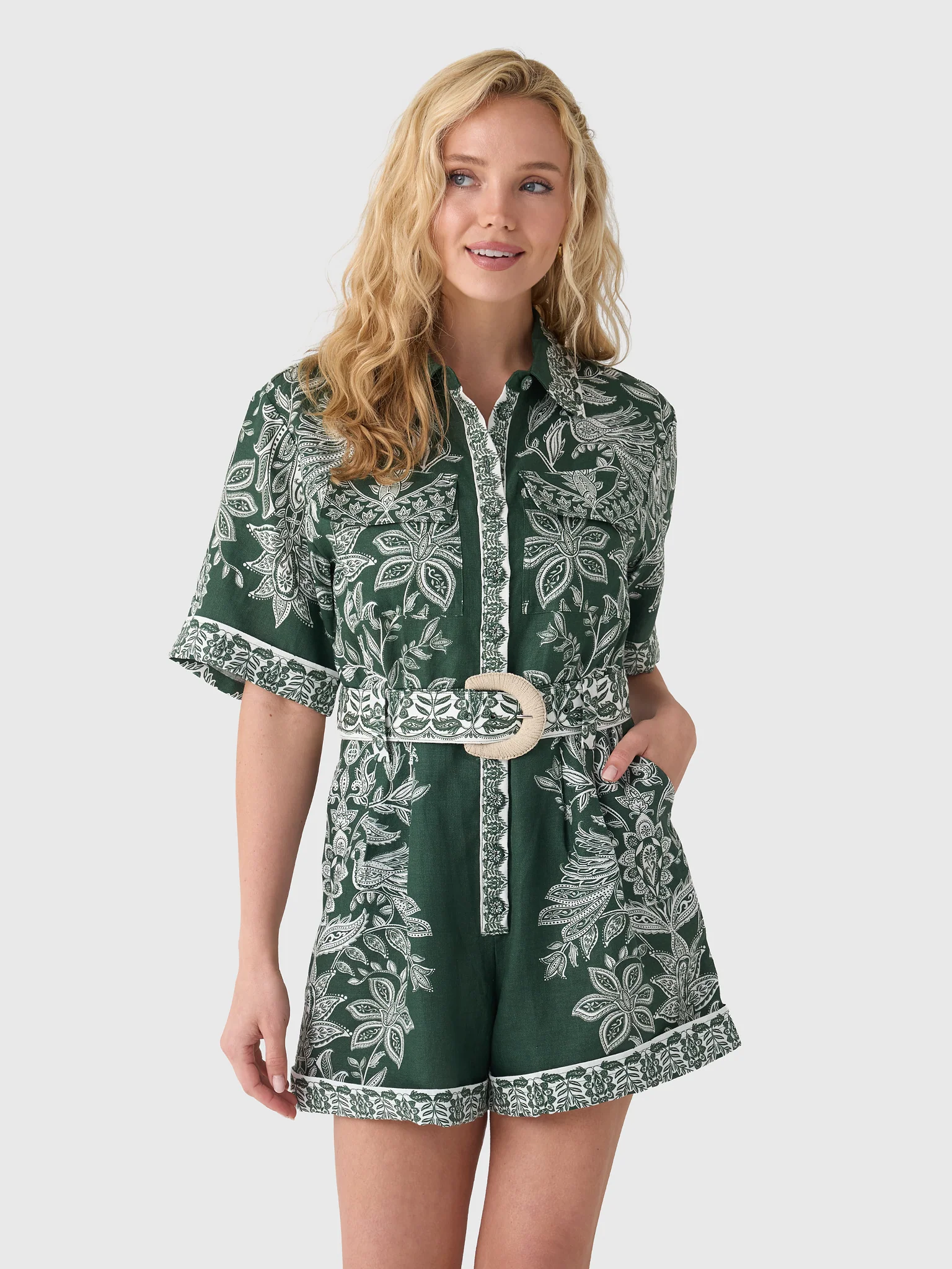Farm Rio Women's Miranda Belted Romper