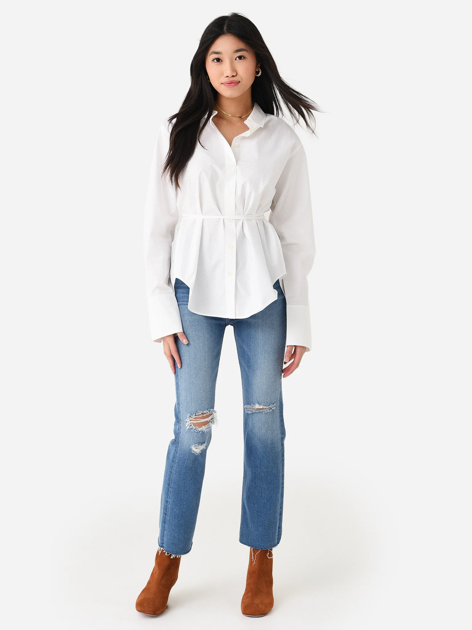 Frame Women's Slit Back Waist Tie Shirt - Image 3