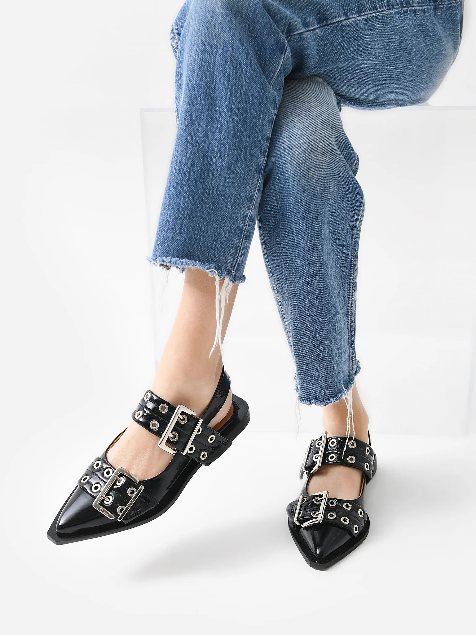 GANNI Women's Chunky Buckle Ballerina Flat - Image 2