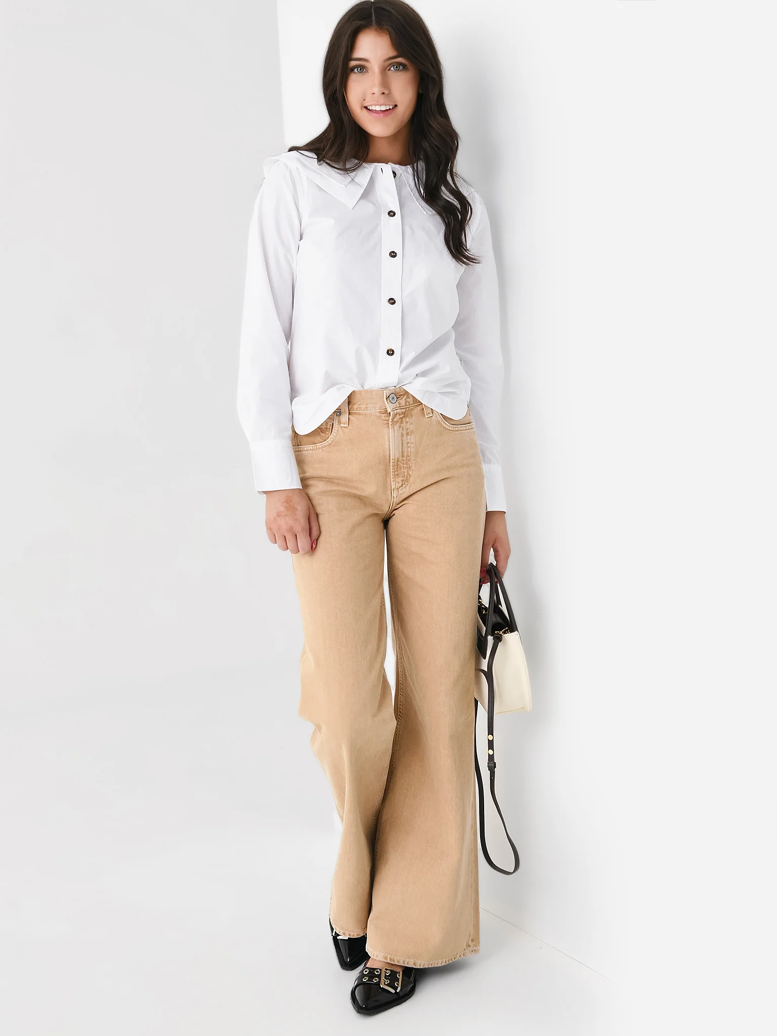 GANNI Women's Cotton Poplin Double Collar Shirt - Image 6