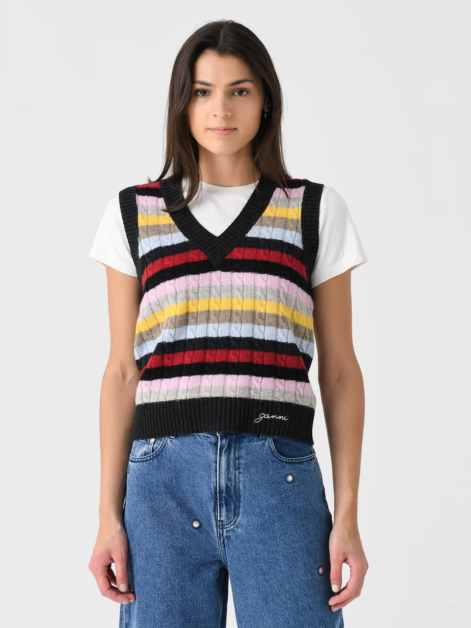 GANNI Women's Striped Vest