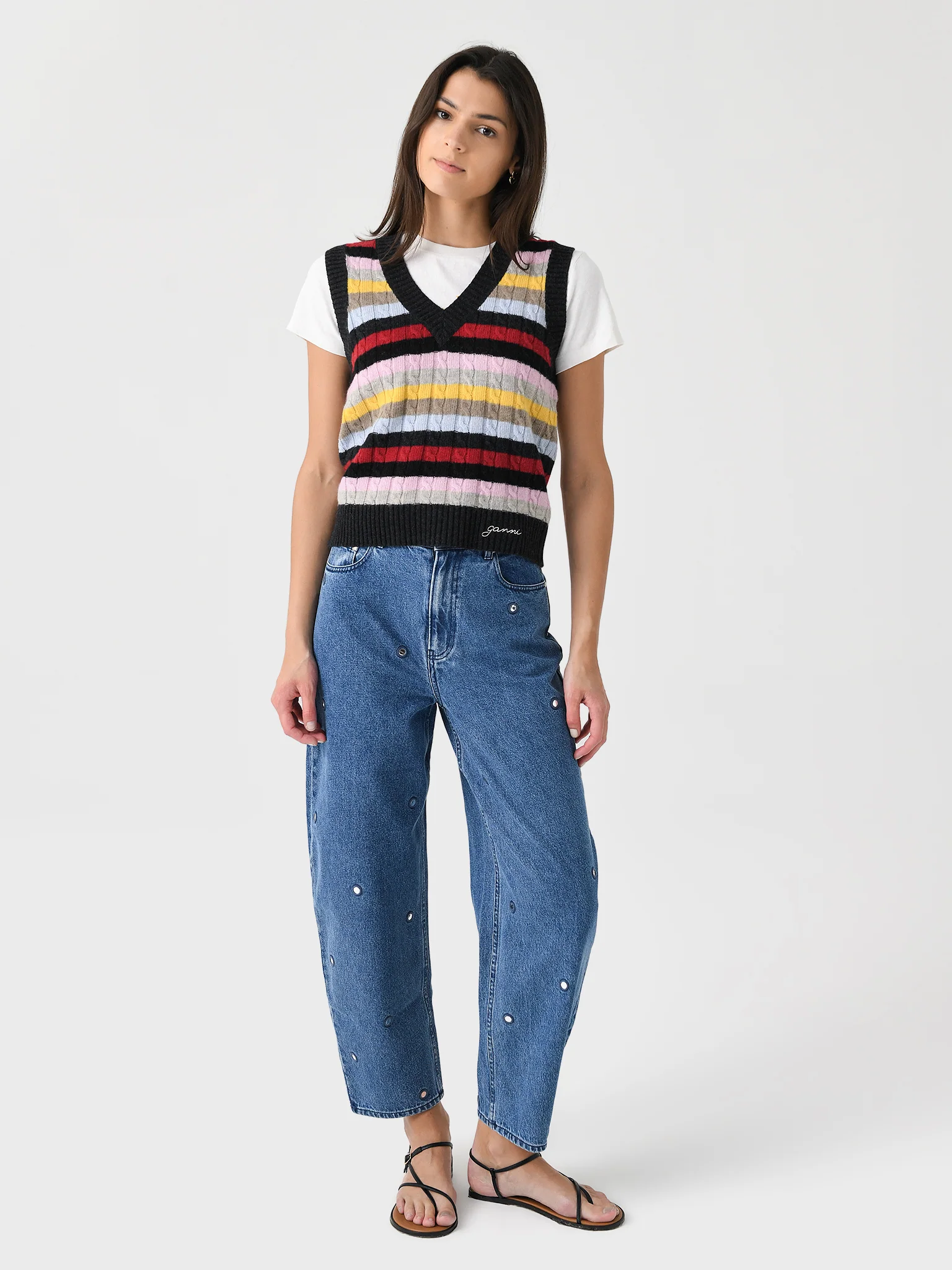 GANNI Women's Striped Vest - Image 2