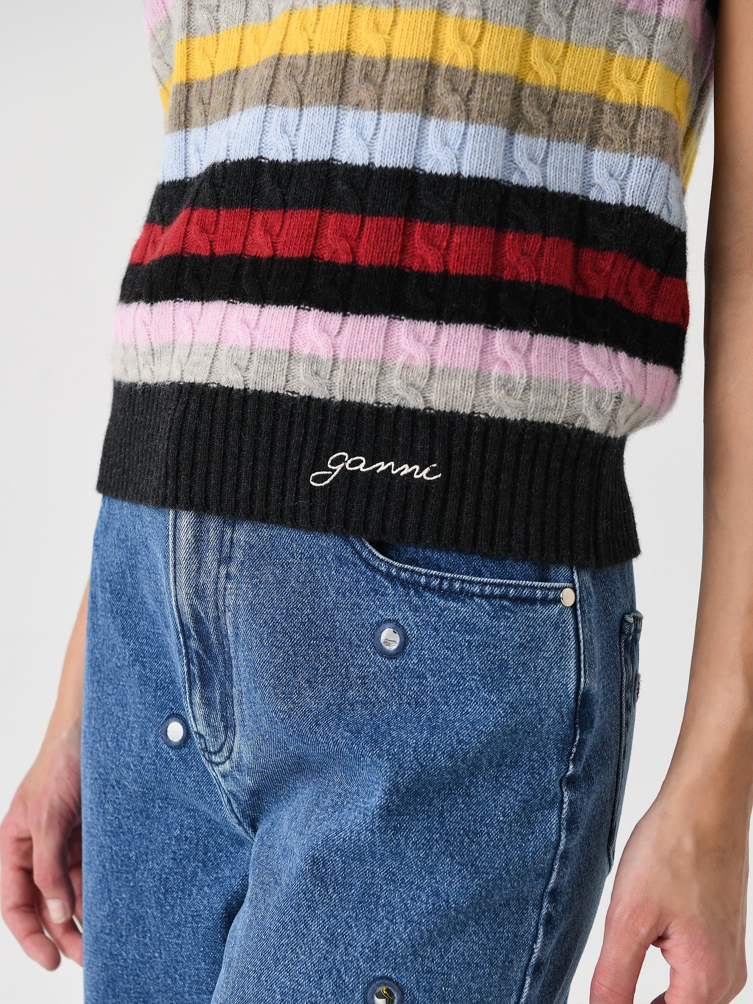 GANNI Women's Striped Vest - Image 5