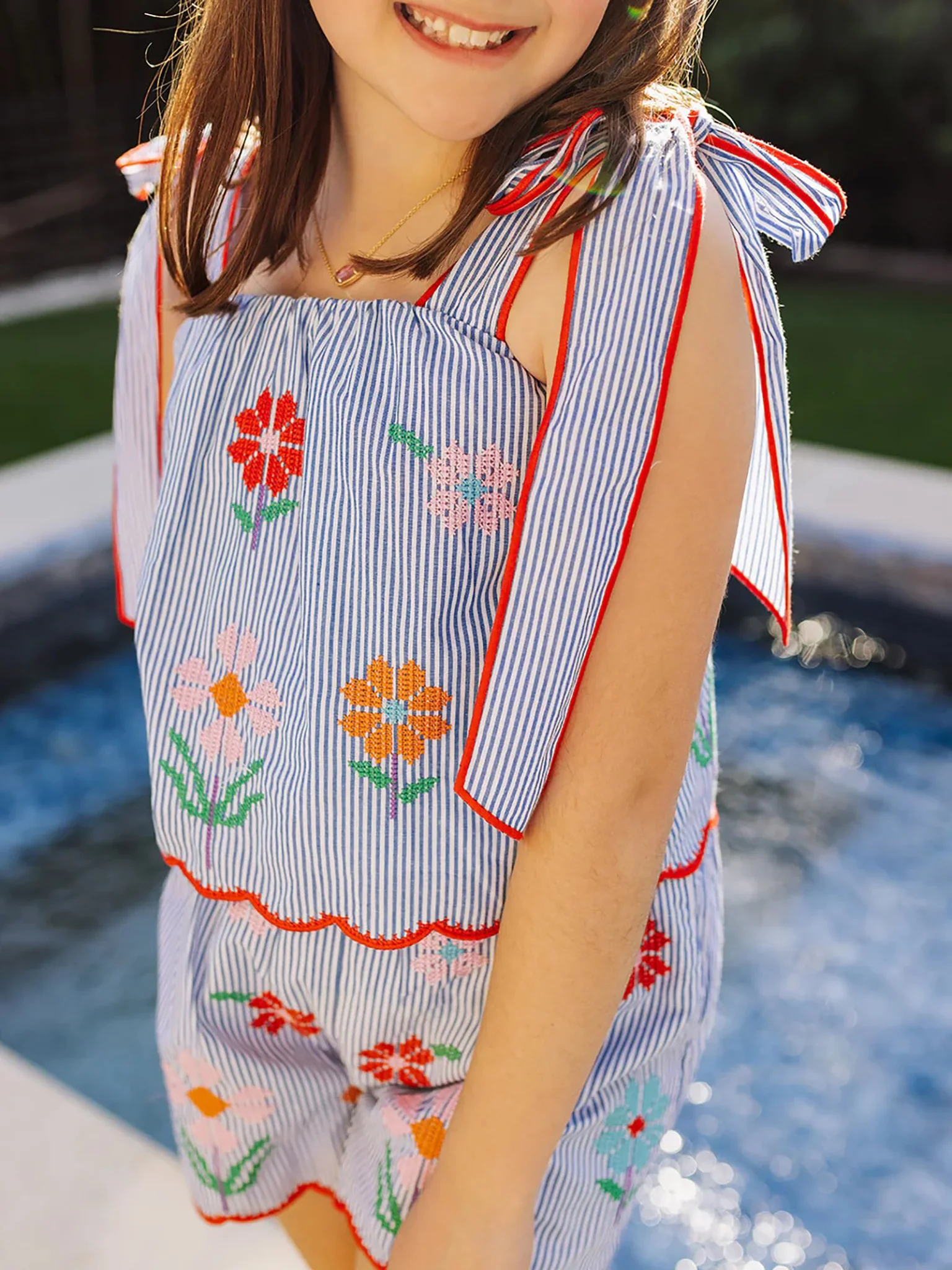 J. Marie Girls' Tristen Tie Strap Top - Image 2