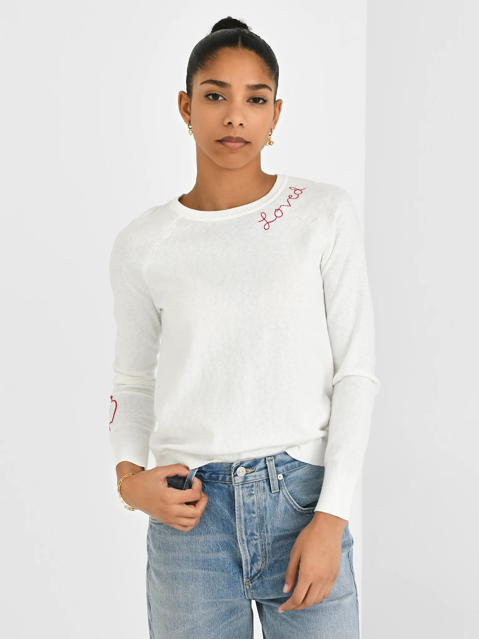J Society Women's Love Stitch Crew Sweater