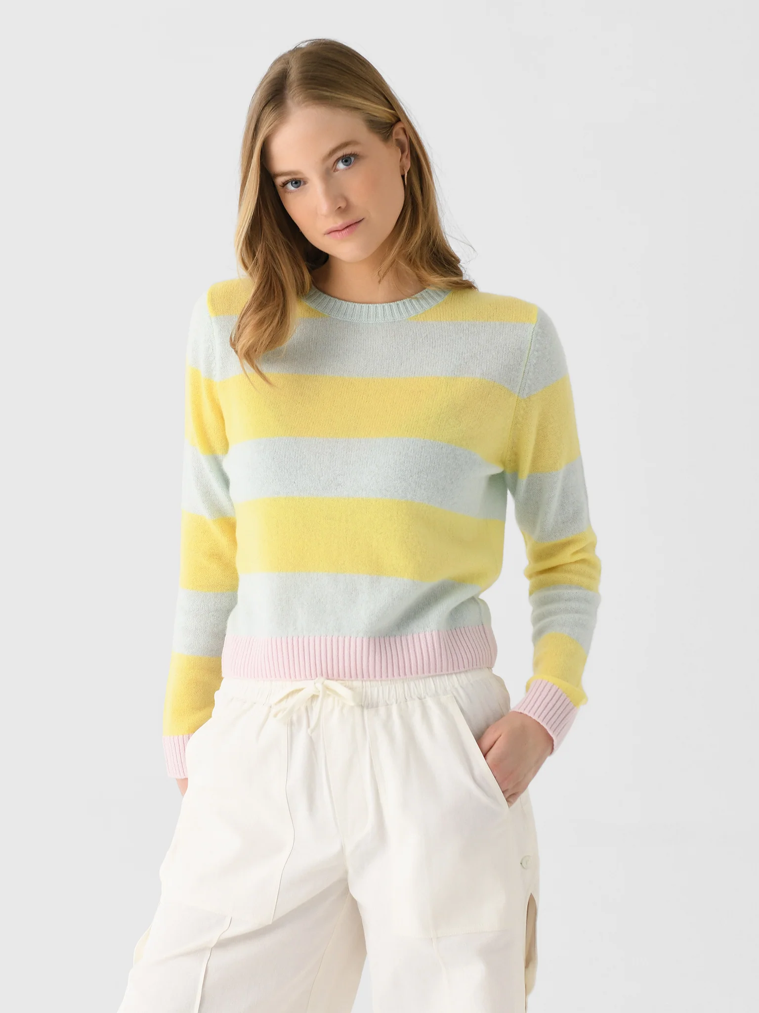 Jumper 1234 Women's Contrast Stripe Crew Sweater