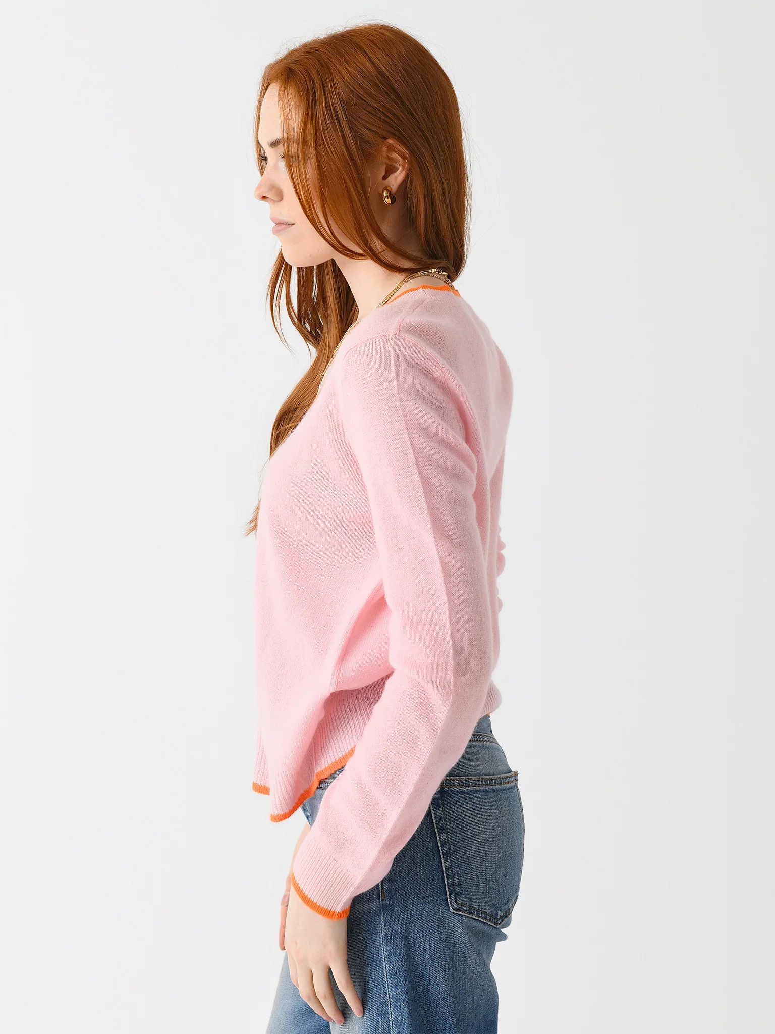Jumper 1234 Women's Contrast Tip Cashmere Cardigan - Image 3