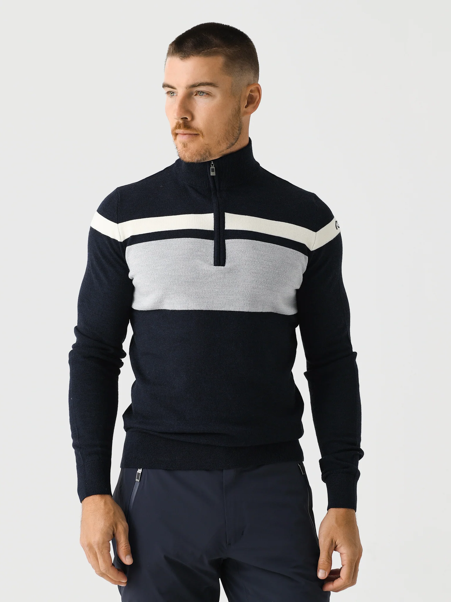 KJUS Men's Stripe Half-Zip Sweater - Image 2