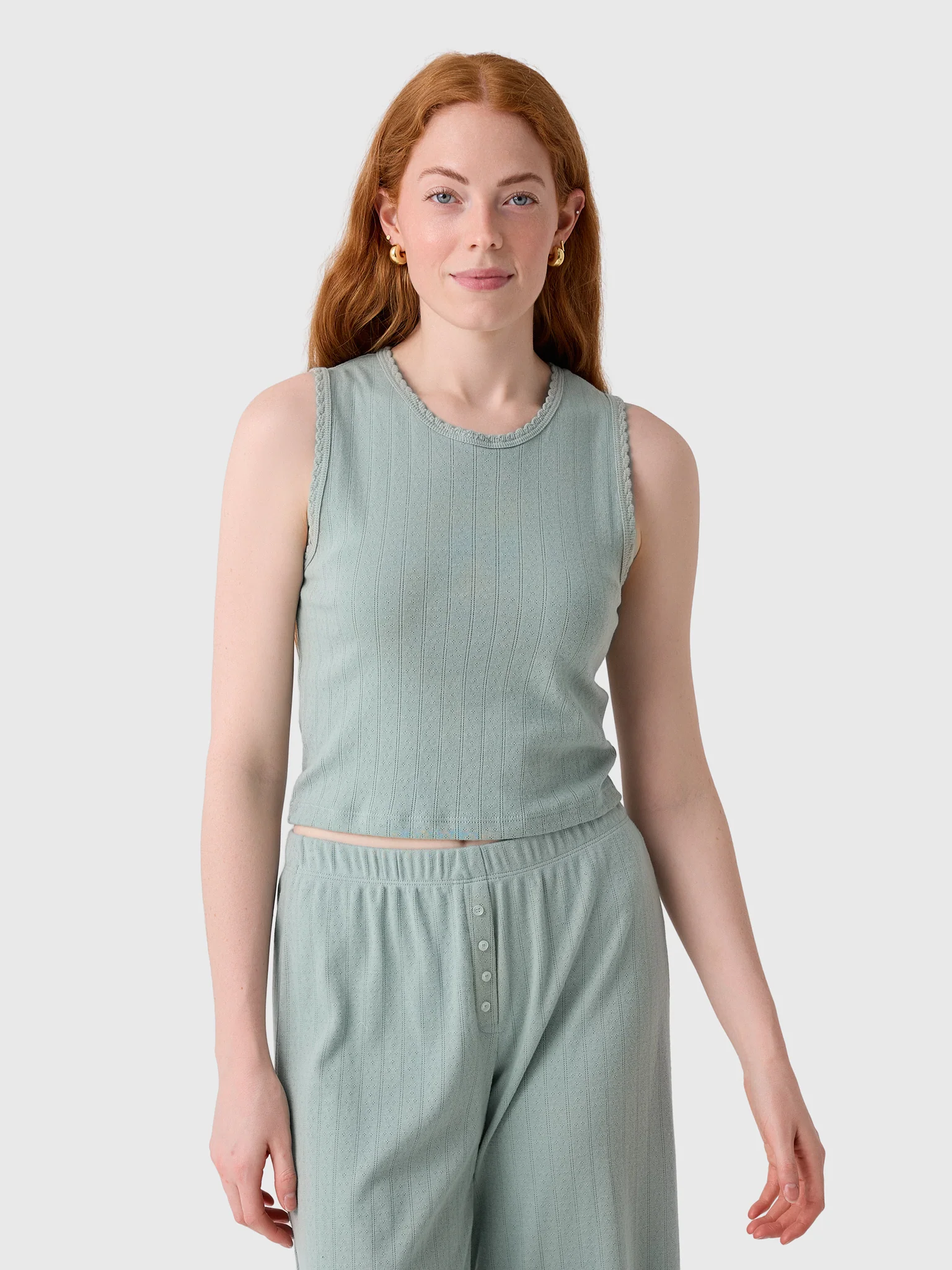 Leset Women's Pointelle Sleeveless Crew
