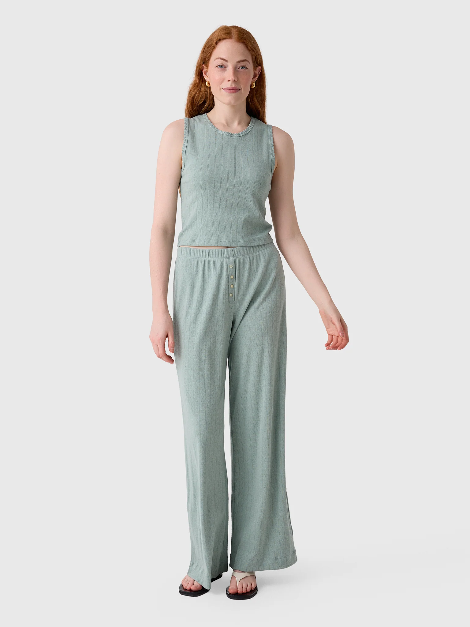 Leset Women's Pointelle Sleeveless Crew - Image 2