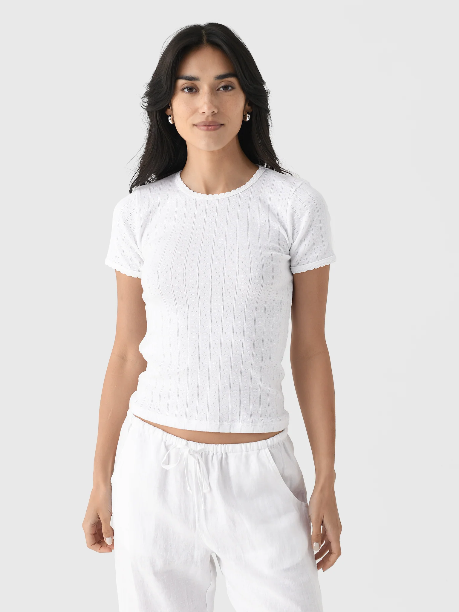Leset Women's Pointelle Slim Fit Tee