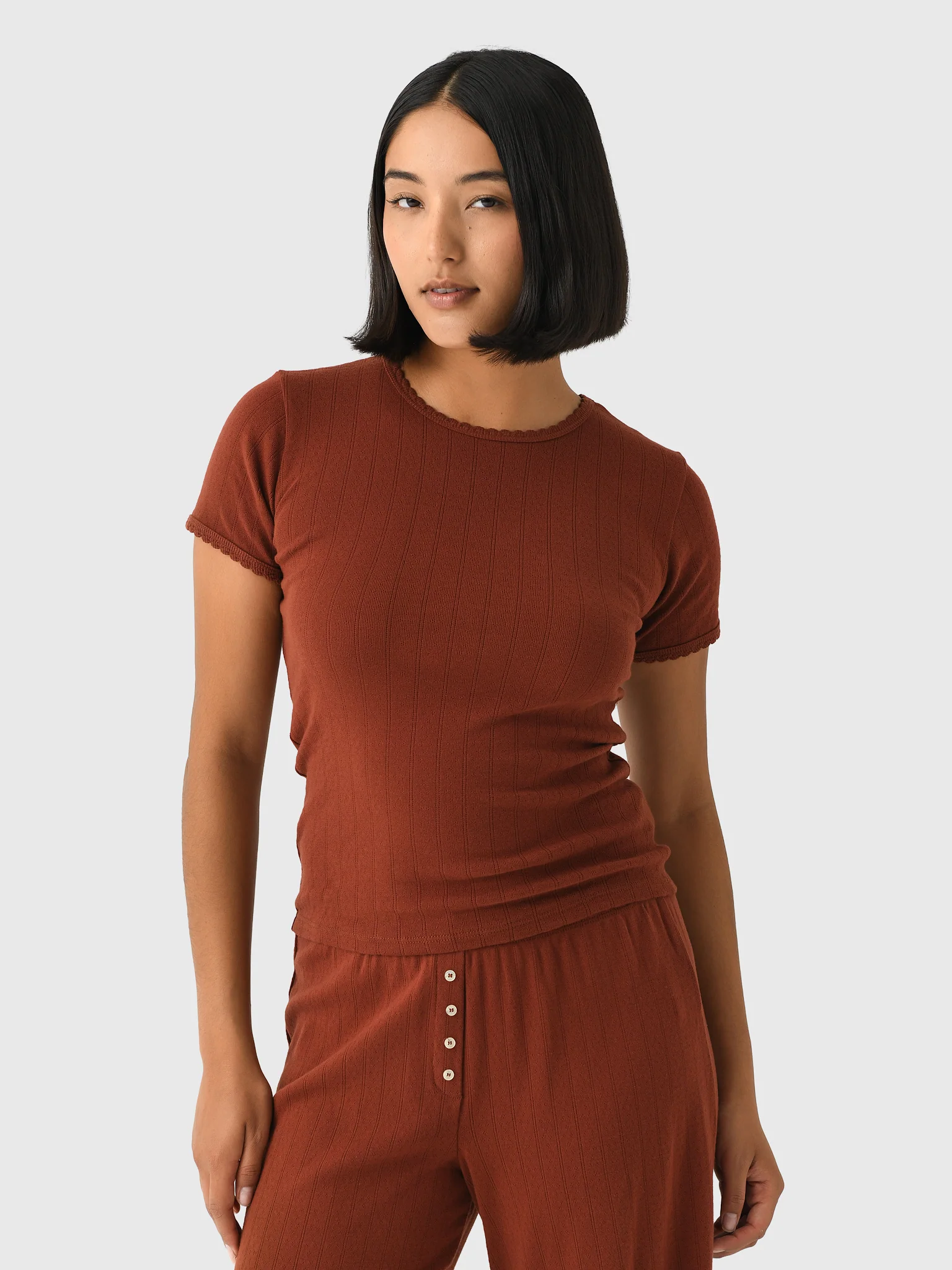Leset Women's Pointelle Slim Fit Tee - Image 13