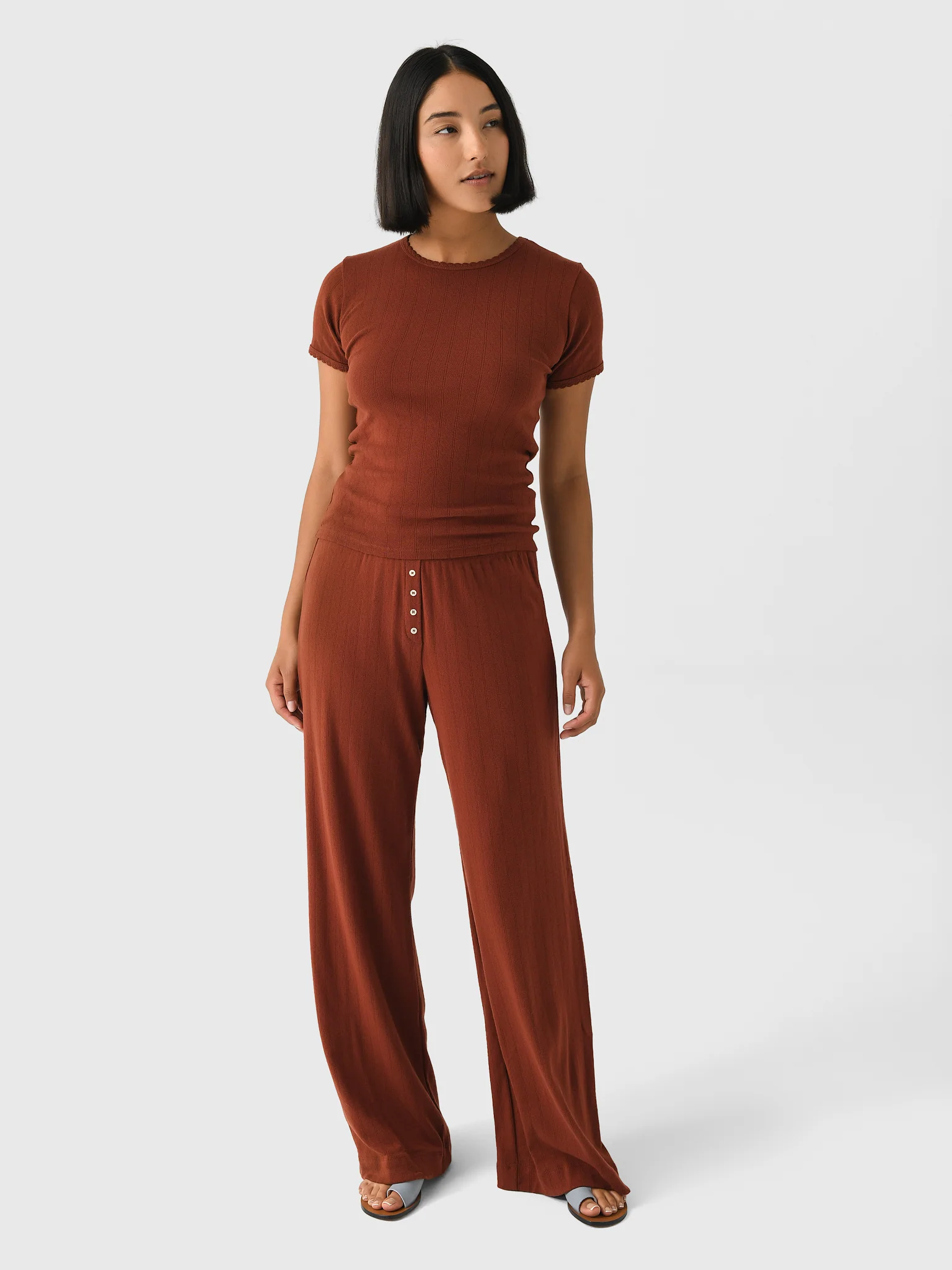 Leset Women's Pointelle Slim Fit Tee - Image 14