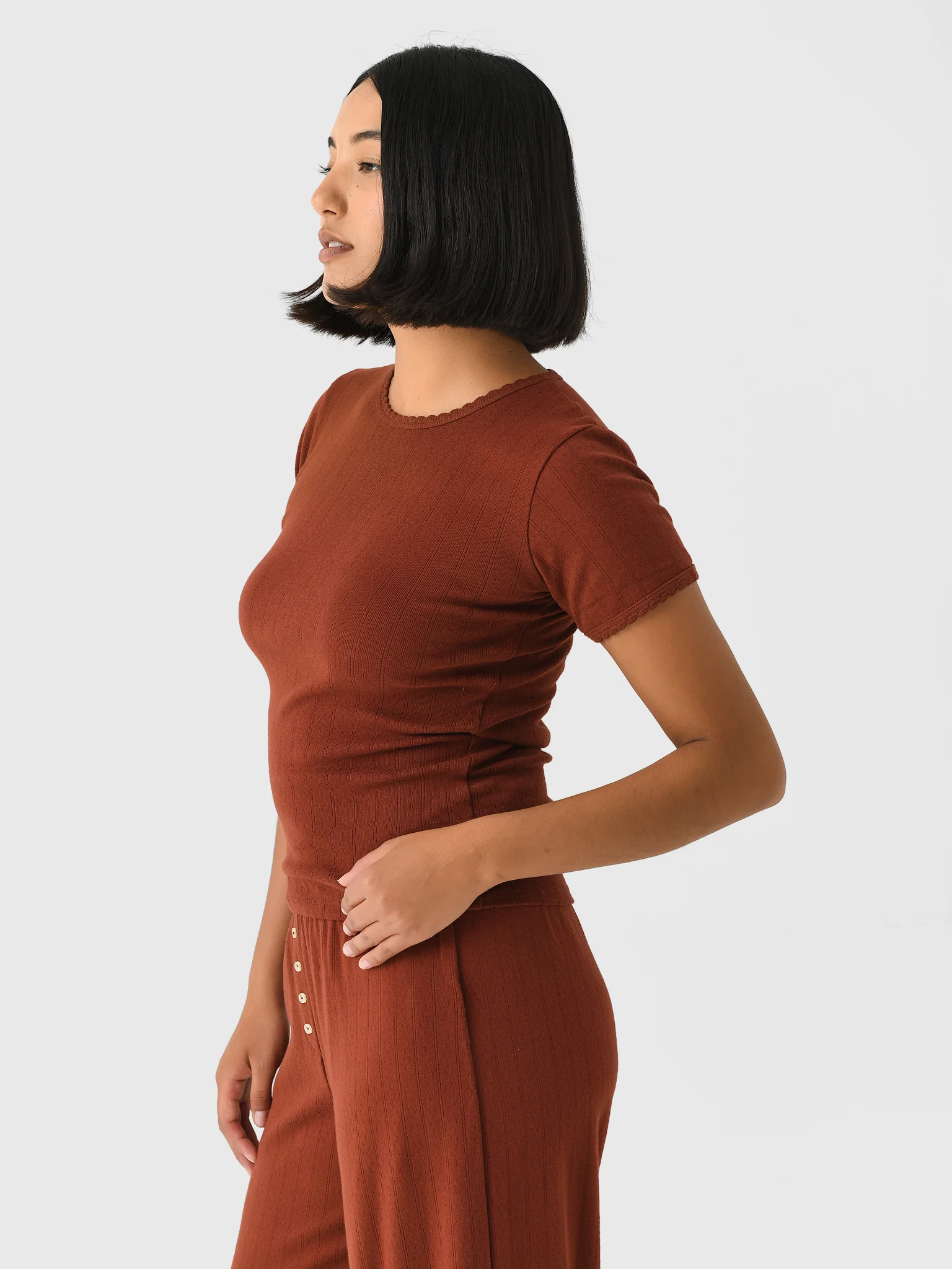 Leset Women's Pointelle Slim Fit Tee - Image 15