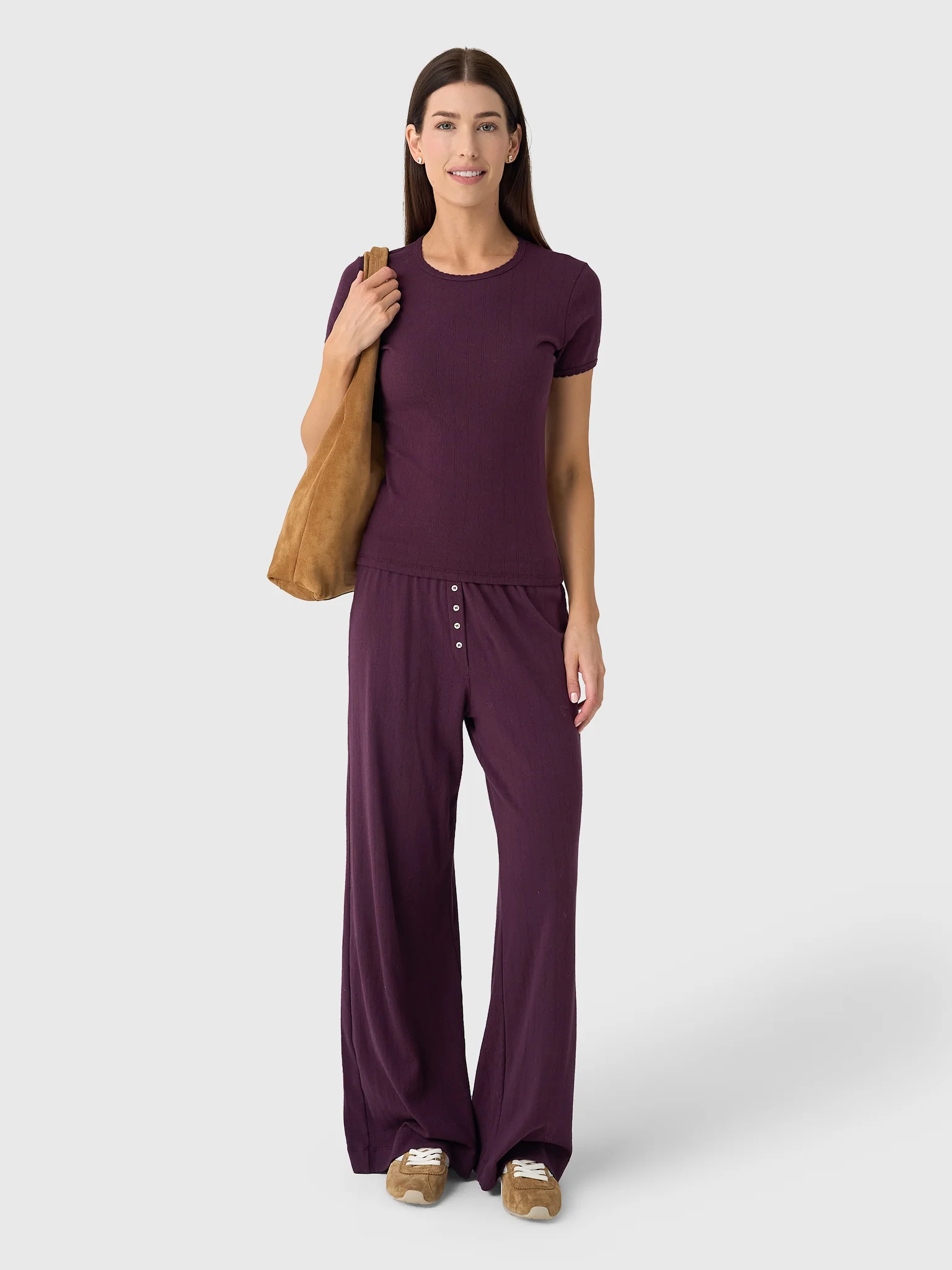 Leset Women's Pointelle Slim Fit Tee - Image 19