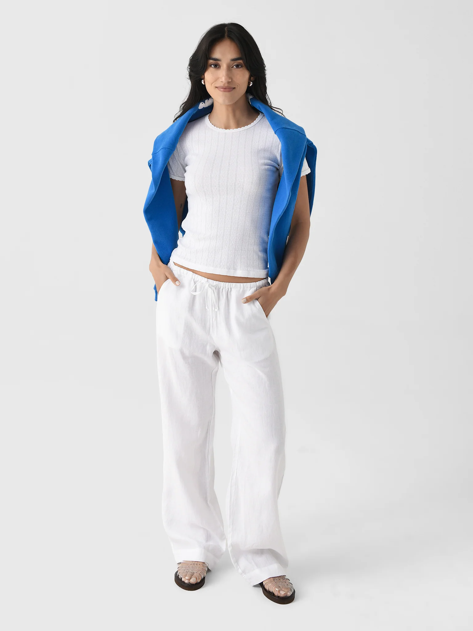 Leset Women's Pointelle Slim Fit Tee - Image 2