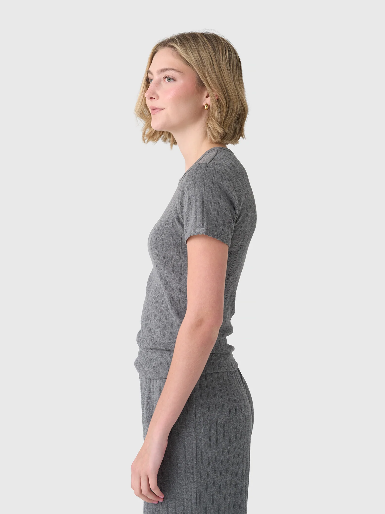 Leset Women's Pointelle Slim Fit Tee - Image 23