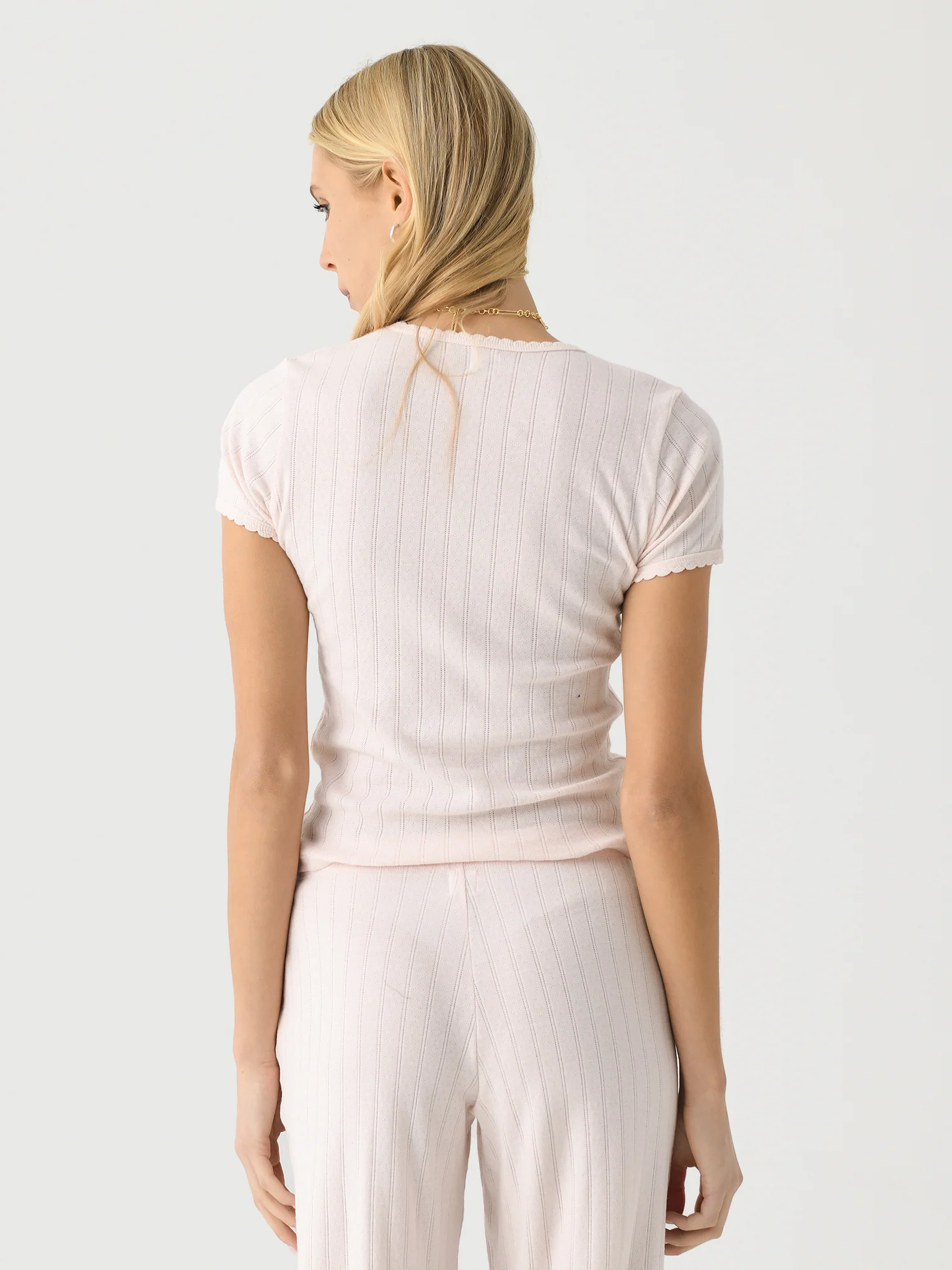 Leset Women's Pointelle Slim Fit Tee - Image 29