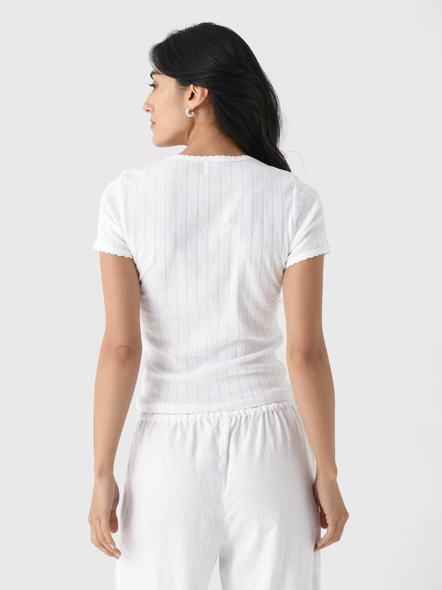 Leset Women's Pointelle Slim Fit Tee - Image 3