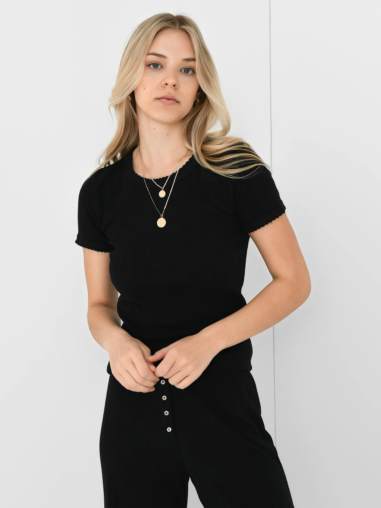 Leset Women's Pointelle Slim Fit Tee - Image 31