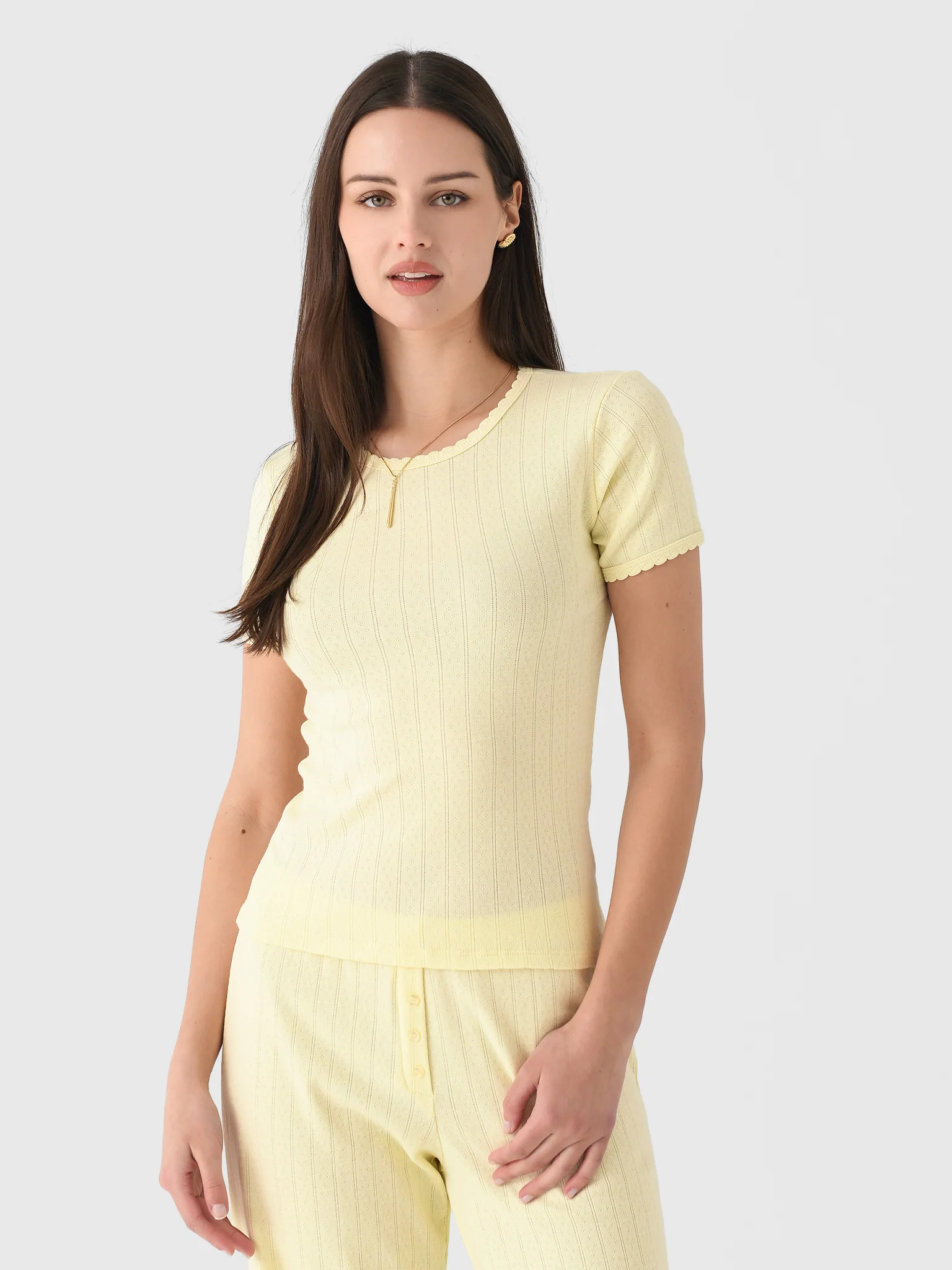 Leset Women's Pointelle Slim Fit Tee - Image 33
